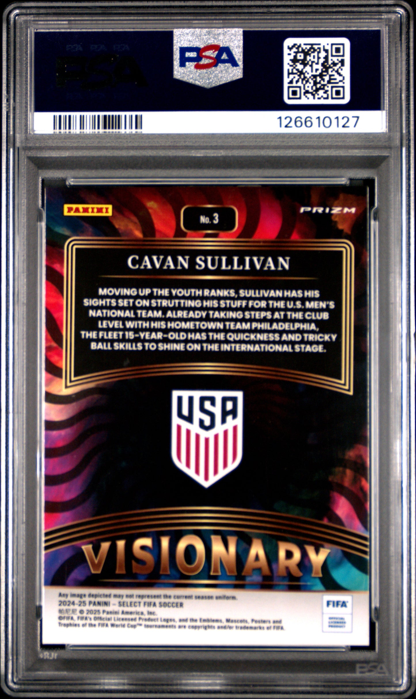 2024-25 Panini Select FIFA Visionary Cavan Sullivan #3 PSA 9