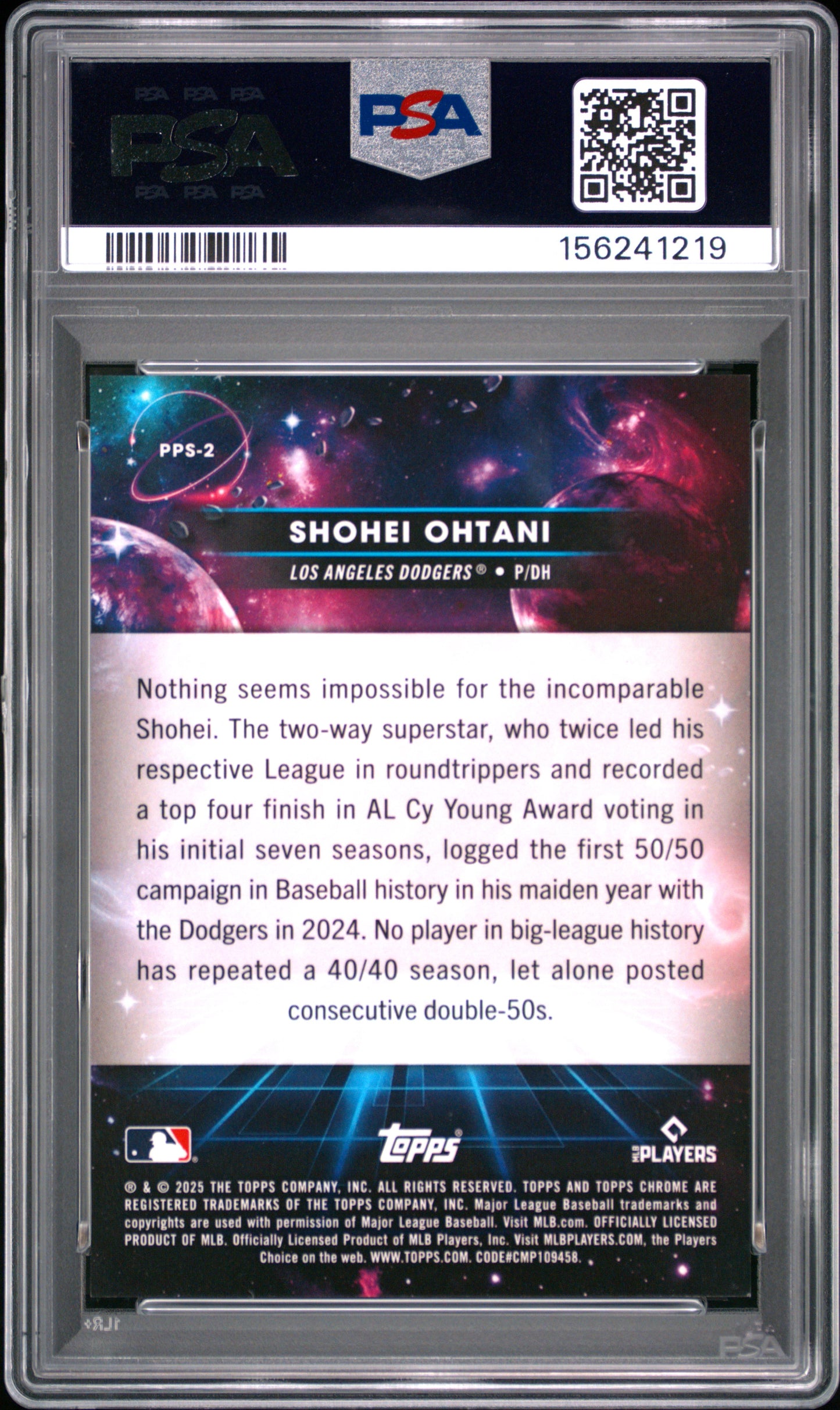 2025 Topps Cosmic Chrome Planetary Pursuit Shohei Ohtani #2 Sun PSA 10