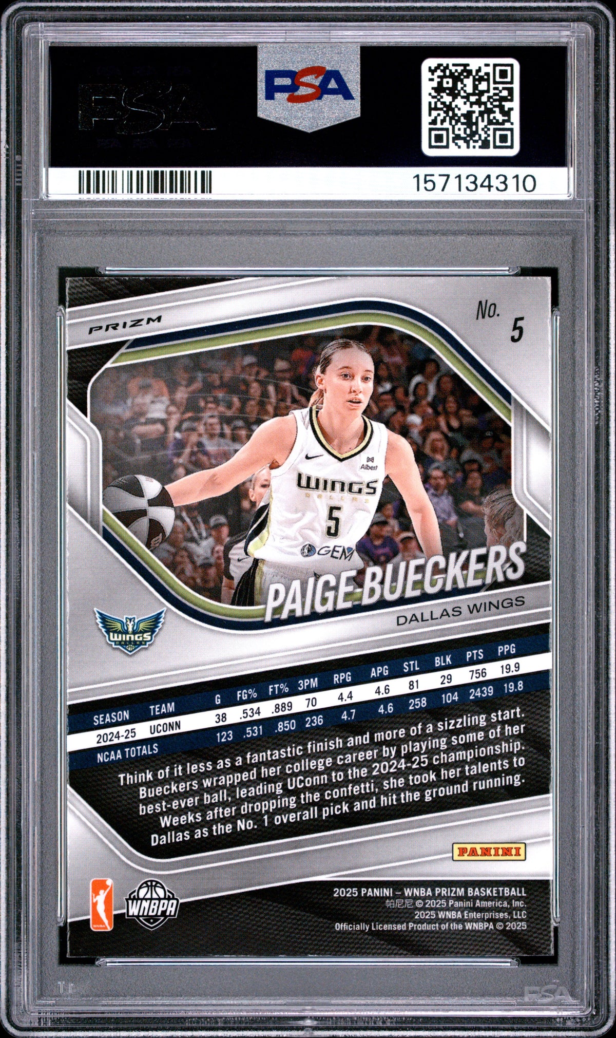 2025 Panini Prizm WNBA Paige Bueckers #5 Logo PSA 9
