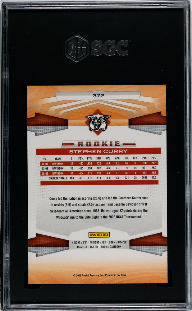 2009 Panini Stephen Curry #372 SGC 9