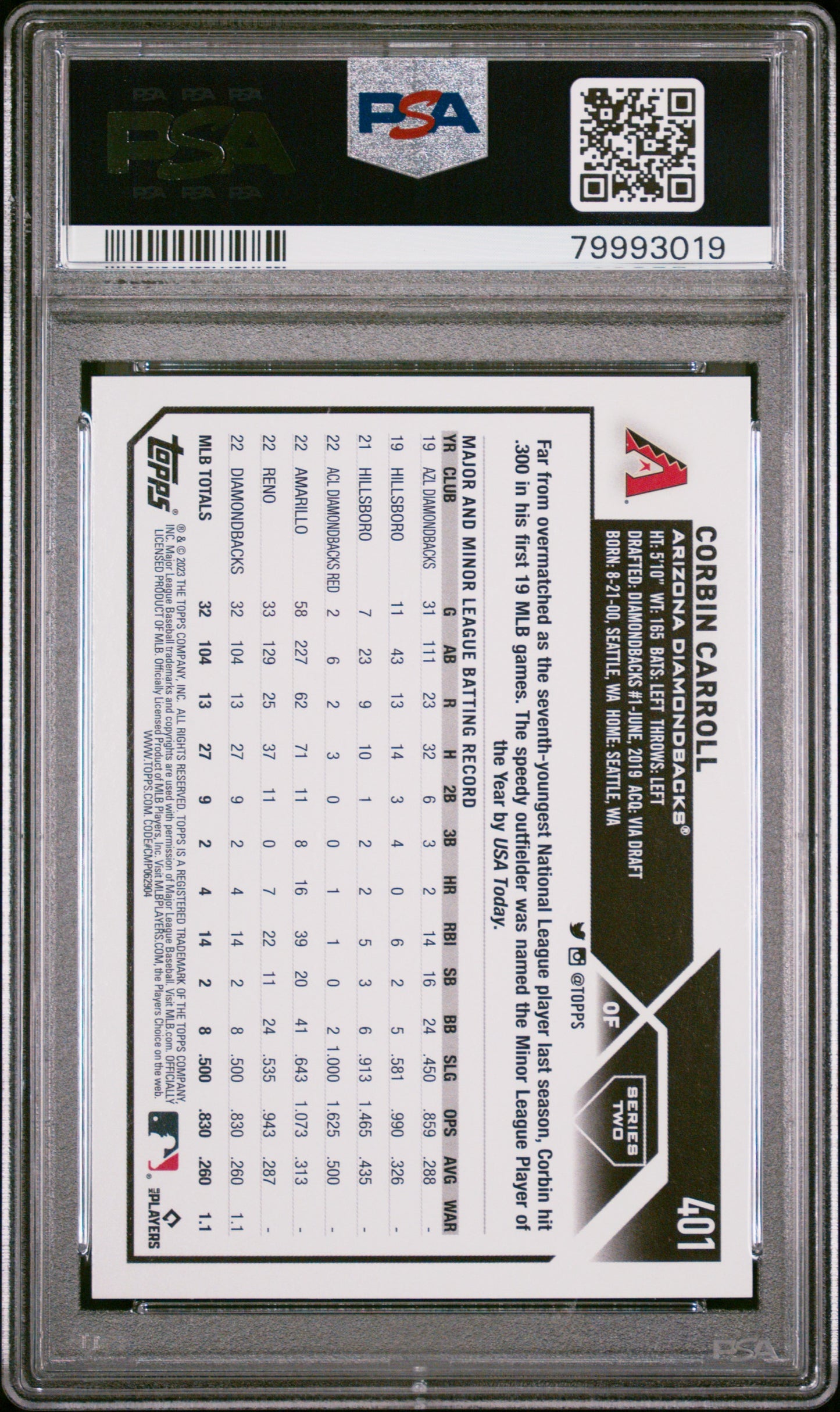 2023 Topps Corbin Carroll #401 PSA 10