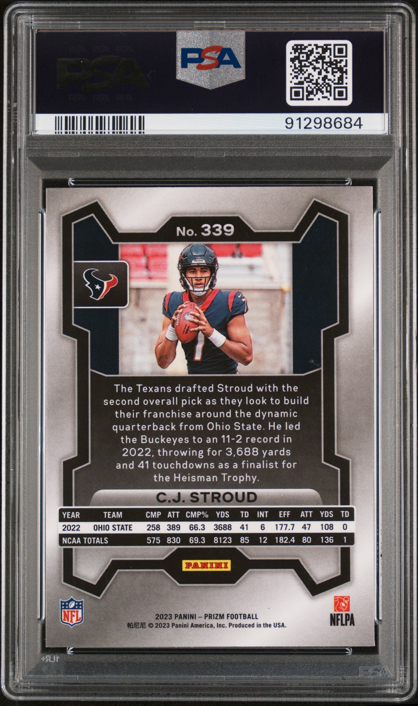 2023 Panini Prizm CJ Stroud #339 PSA 9