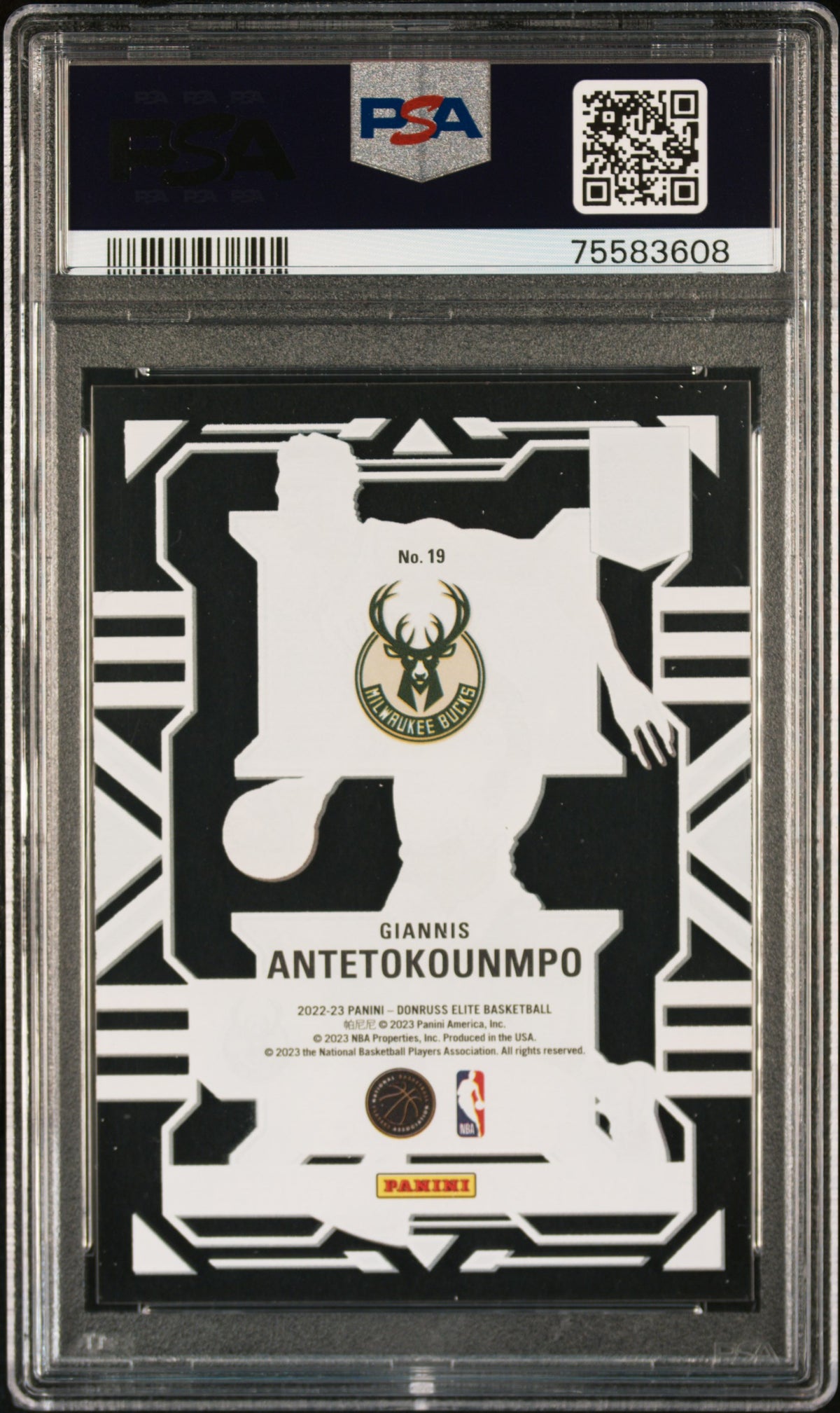 2022 Panini Donruss Elite Clarity Giannis Antetokounmpo #19 PSA 9
