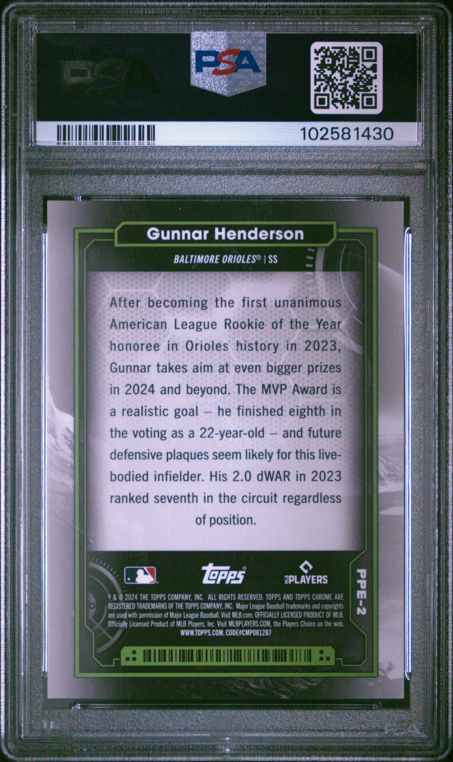 2024 Topps Chrome Cosmic Planetary Pursuit Gunnar Henderson #2 Earth PSA 10