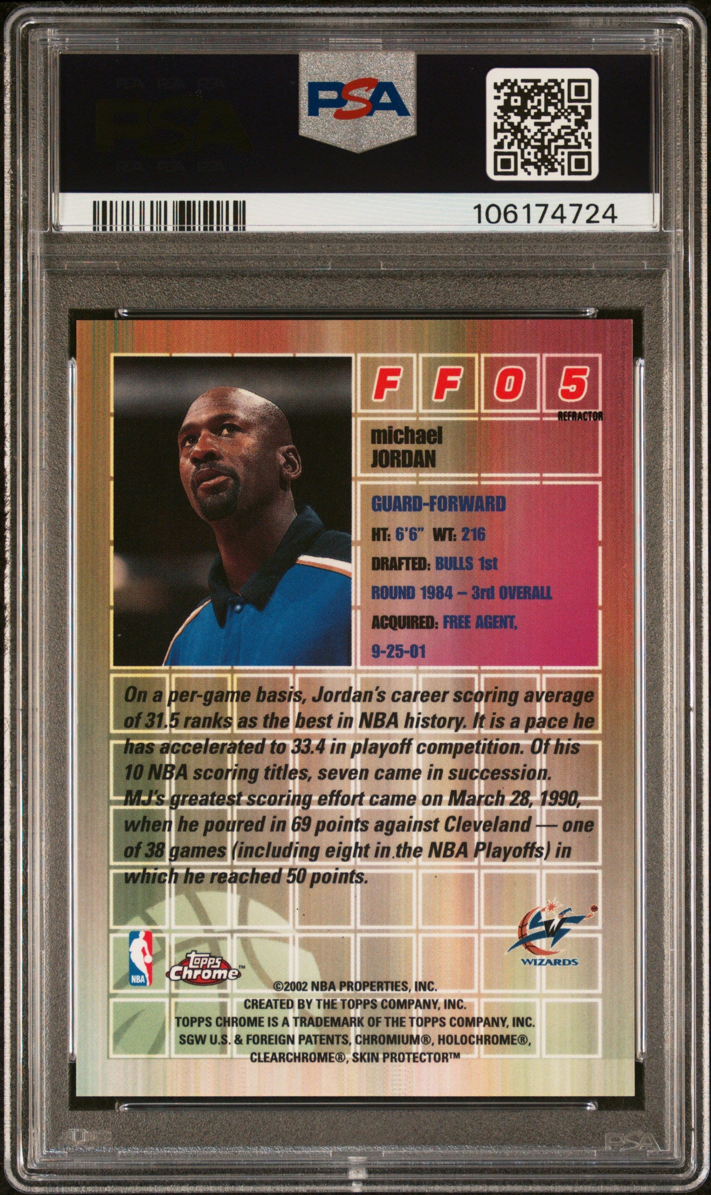 2001 Topps Chrome Fast & Furious Michael Jordan #FF05 Refractor PSA 9