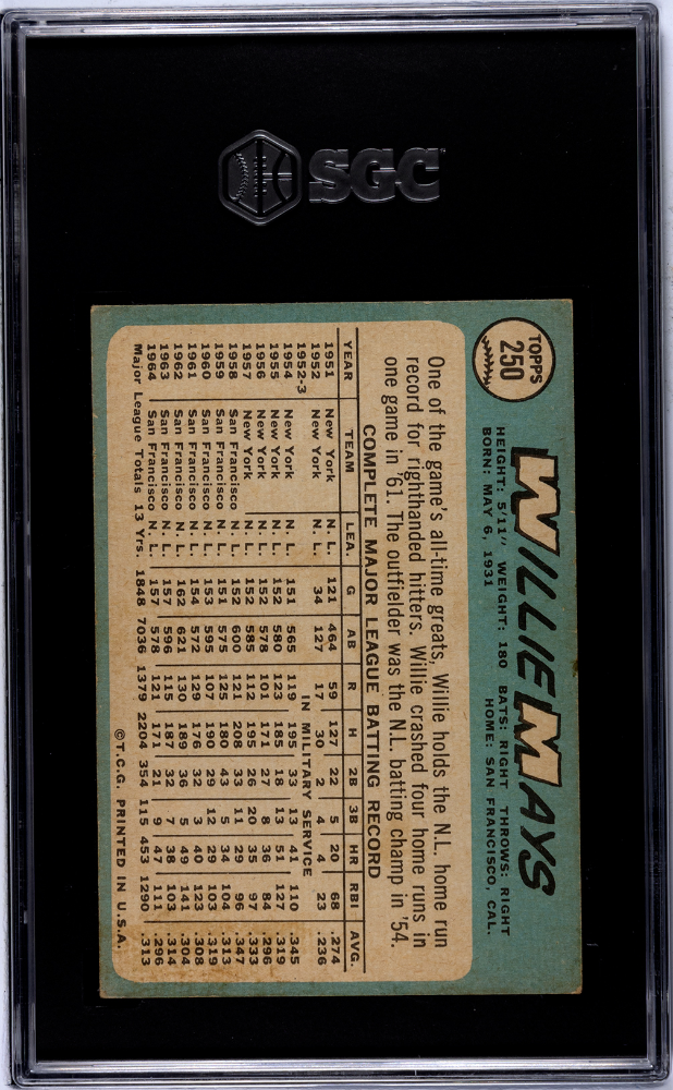 1965 Topps Willie Mays #250 SGC 4