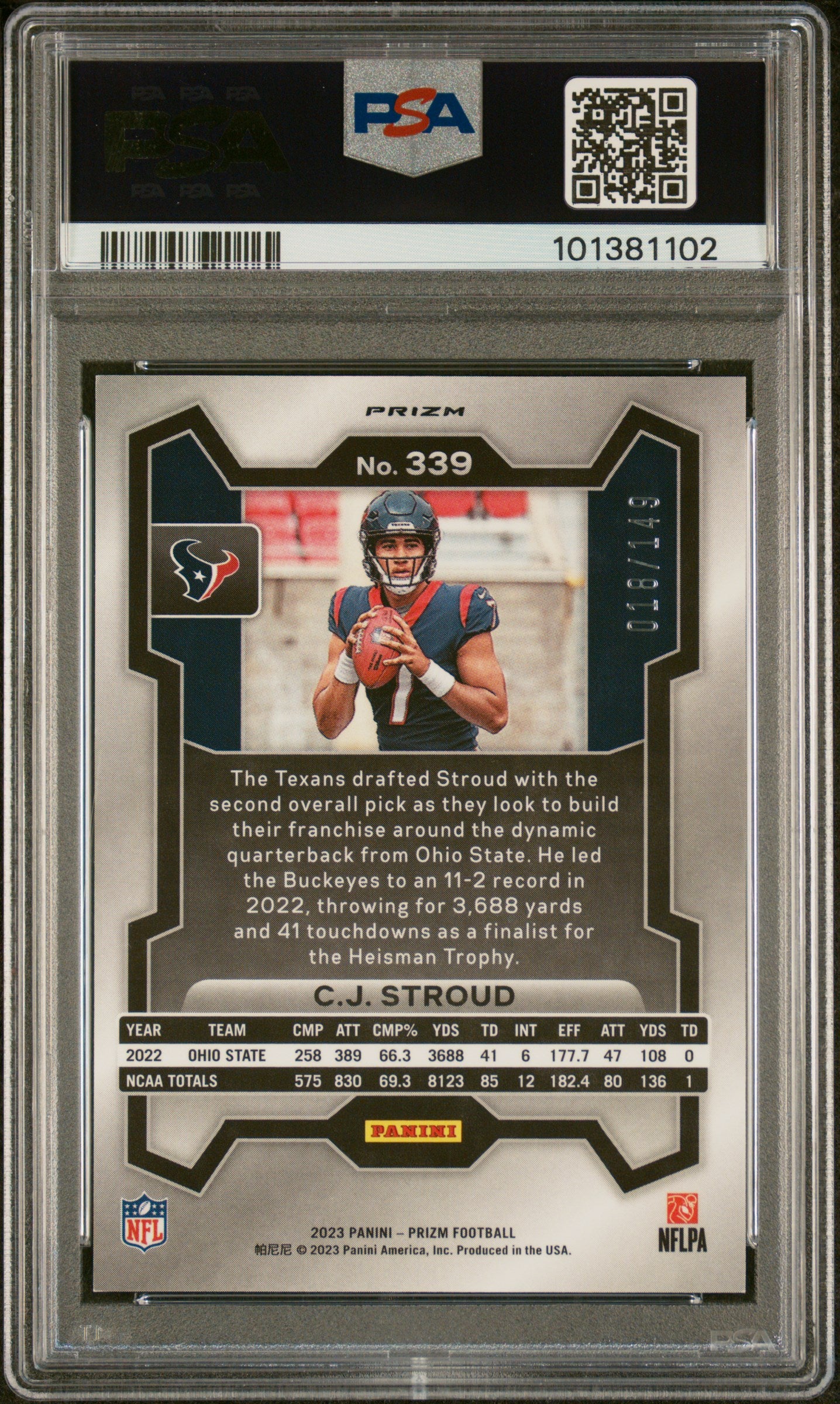 2023 Panini Prizm CJ Stroud #339 Red Wave PSA 9
