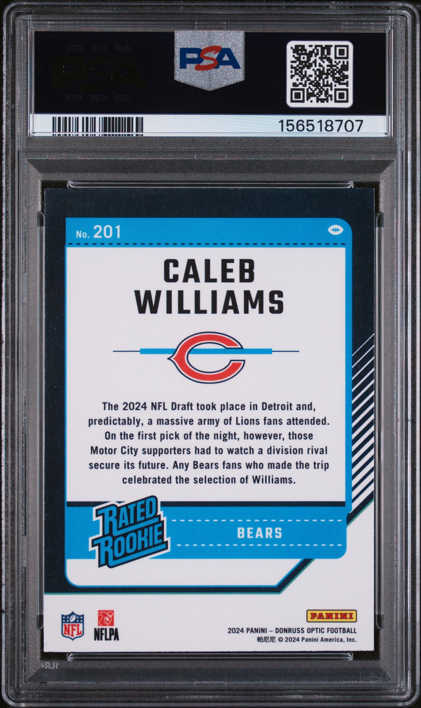 2024 Panini Donruss Optic Caleb Williams #201 PSA 9