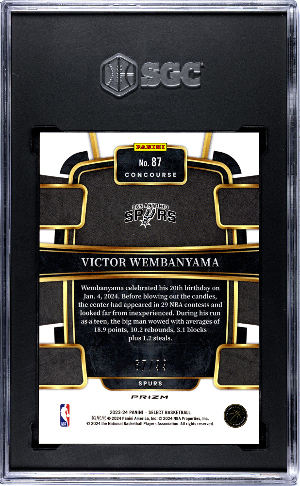 2023 Panini Select Victor Wembanyama #87 Blue Tectonic Prizm SGC 9.5