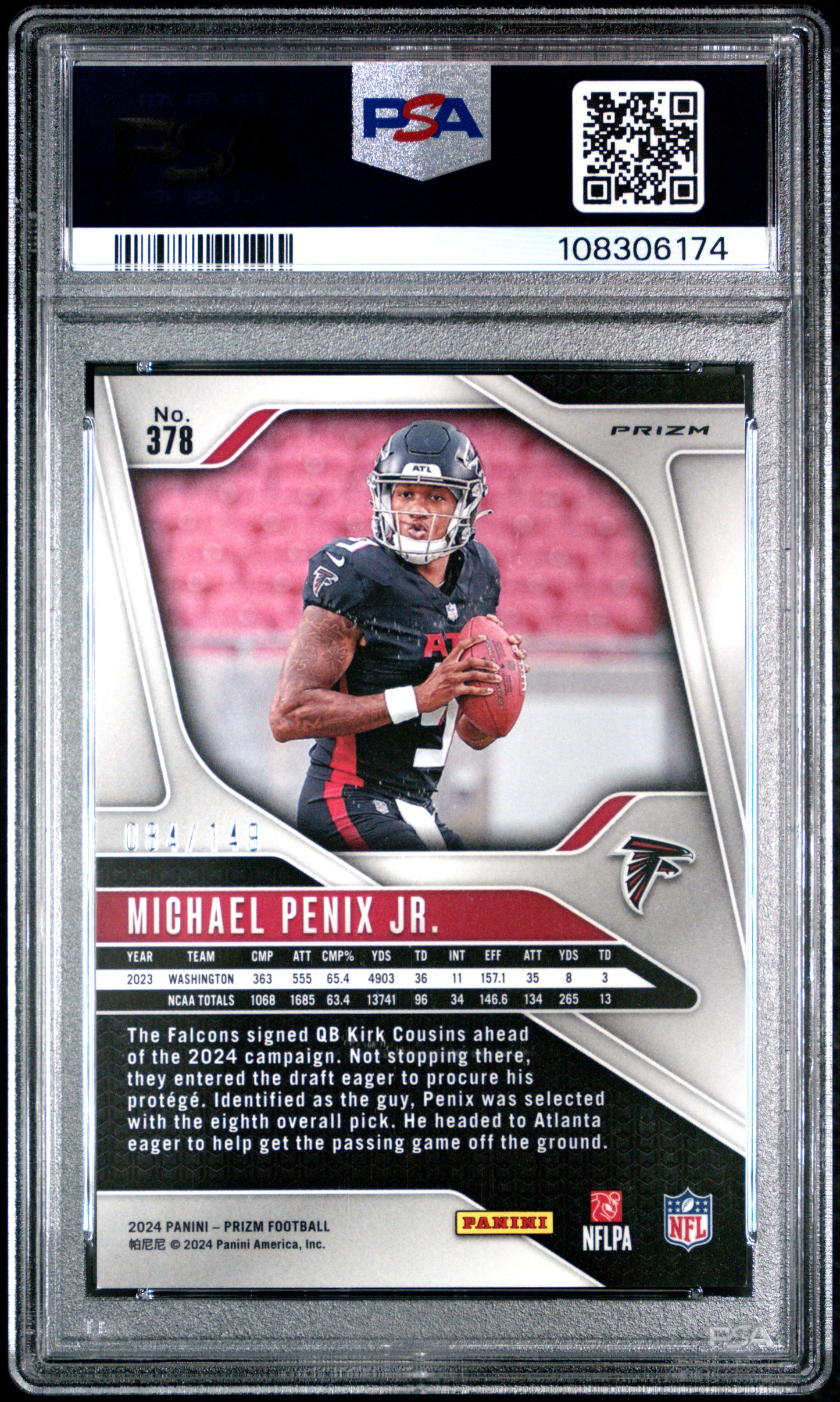 2024 Panini Prizm Michael Penix JR. #378 Red Wave PSA 9