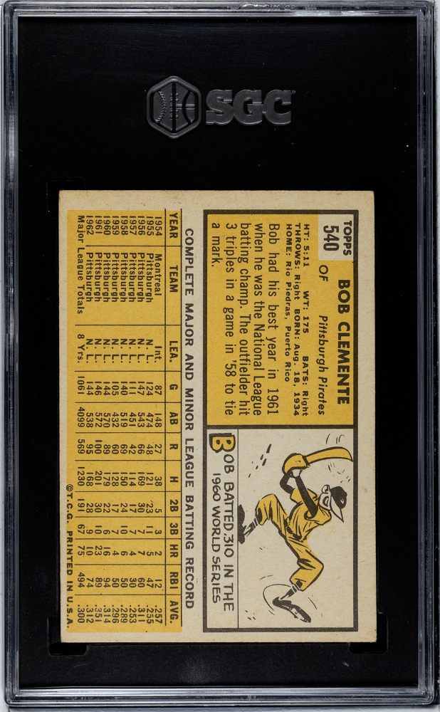 1963 Topps Bob Clemente #540 SGC 5