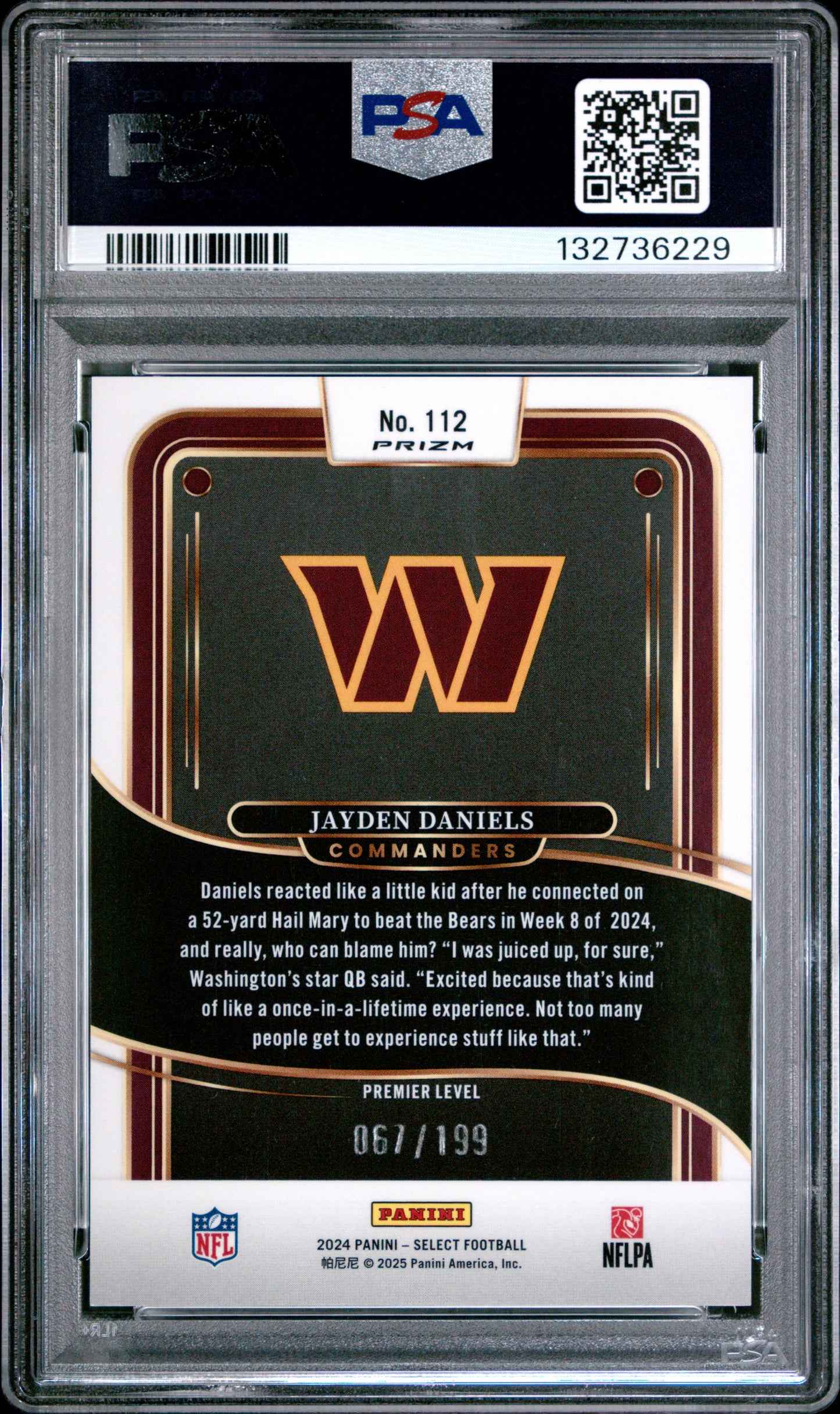 2024 Panini Select Jayden Daniels #112 White Shock PSA 9