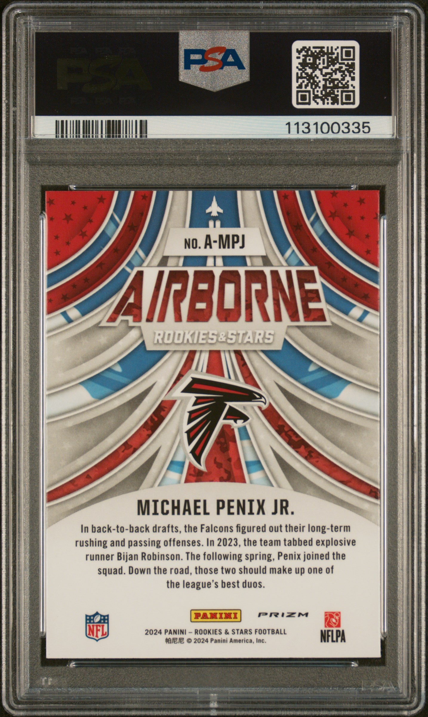 2024 Panini Rookies & Stars Airborne Michael Penix JR. #AMPJ Red Plaid PSA 10