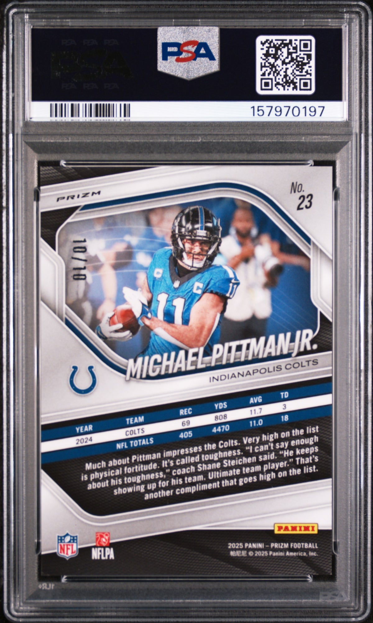 2025 Panini Prizm Michael Pittman JR. #23 Gold Shimmer PSA 10