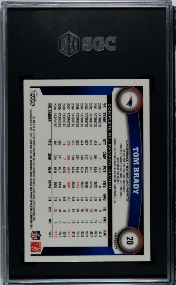 2011 Topps Chrome Tom Brady #20 Refractor SGC 9