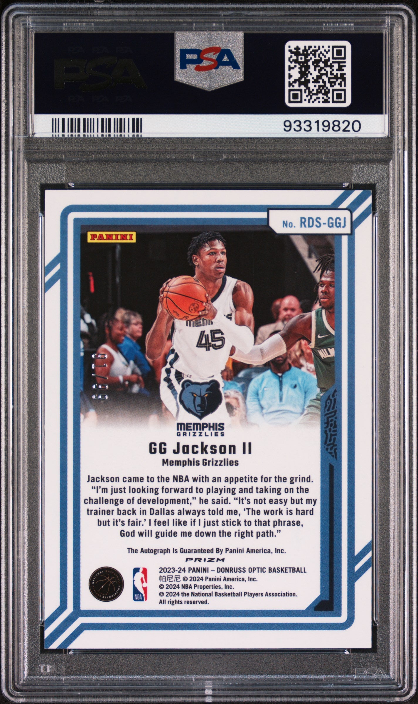 2023 Panini Donruss Optic Rookie Dominators Signatures GG Jackson II PSA 10