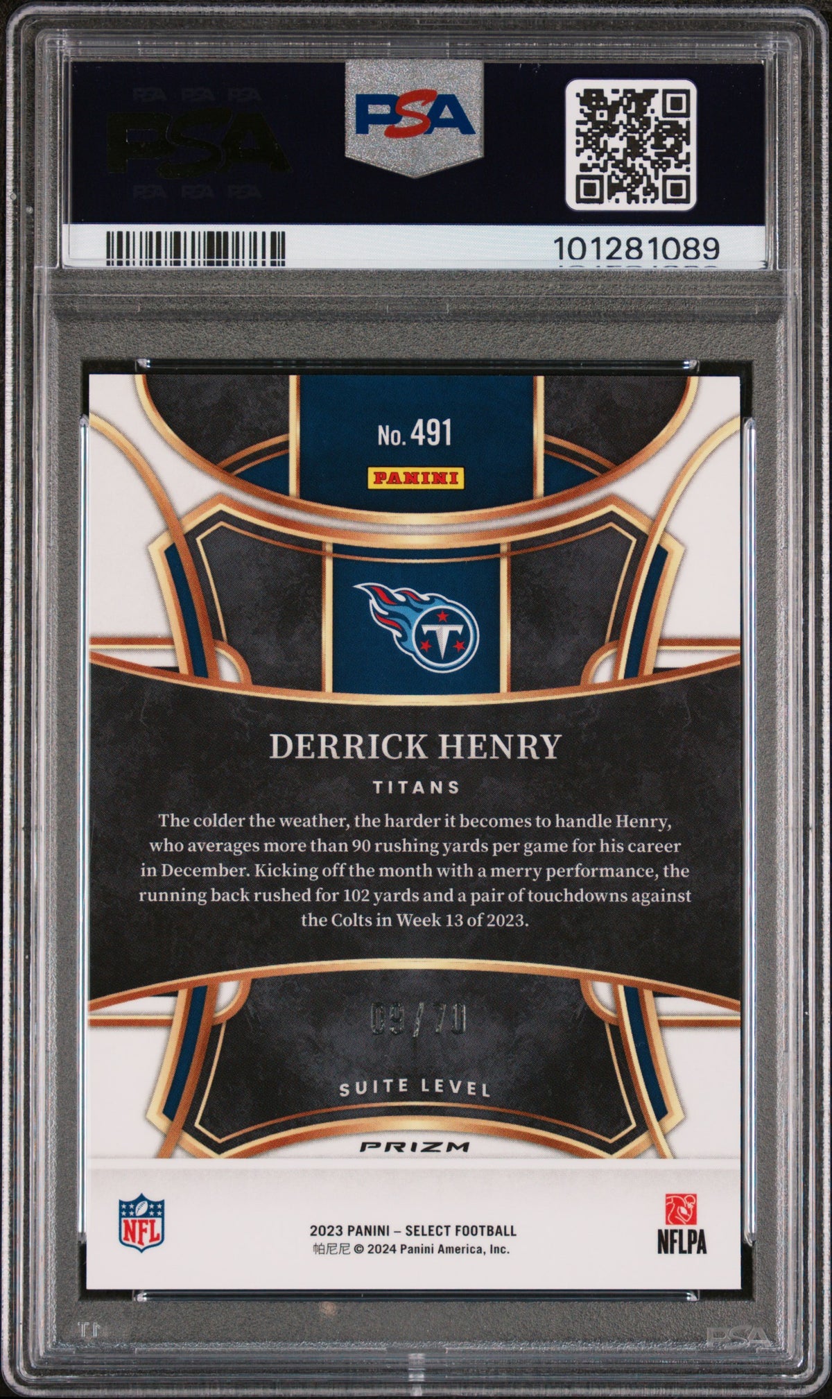 2023 Panini Select Derrick Henry #491 Dragon Scale Prizm PSA 10