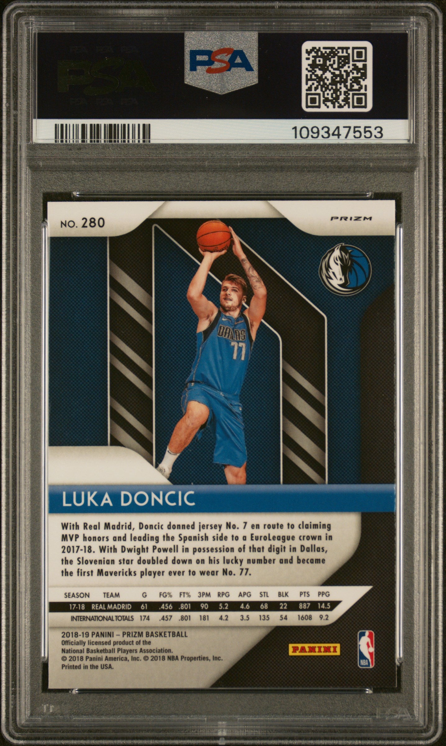 2018 Panini Prizm Luka Doncic #280 Silver PSA 9