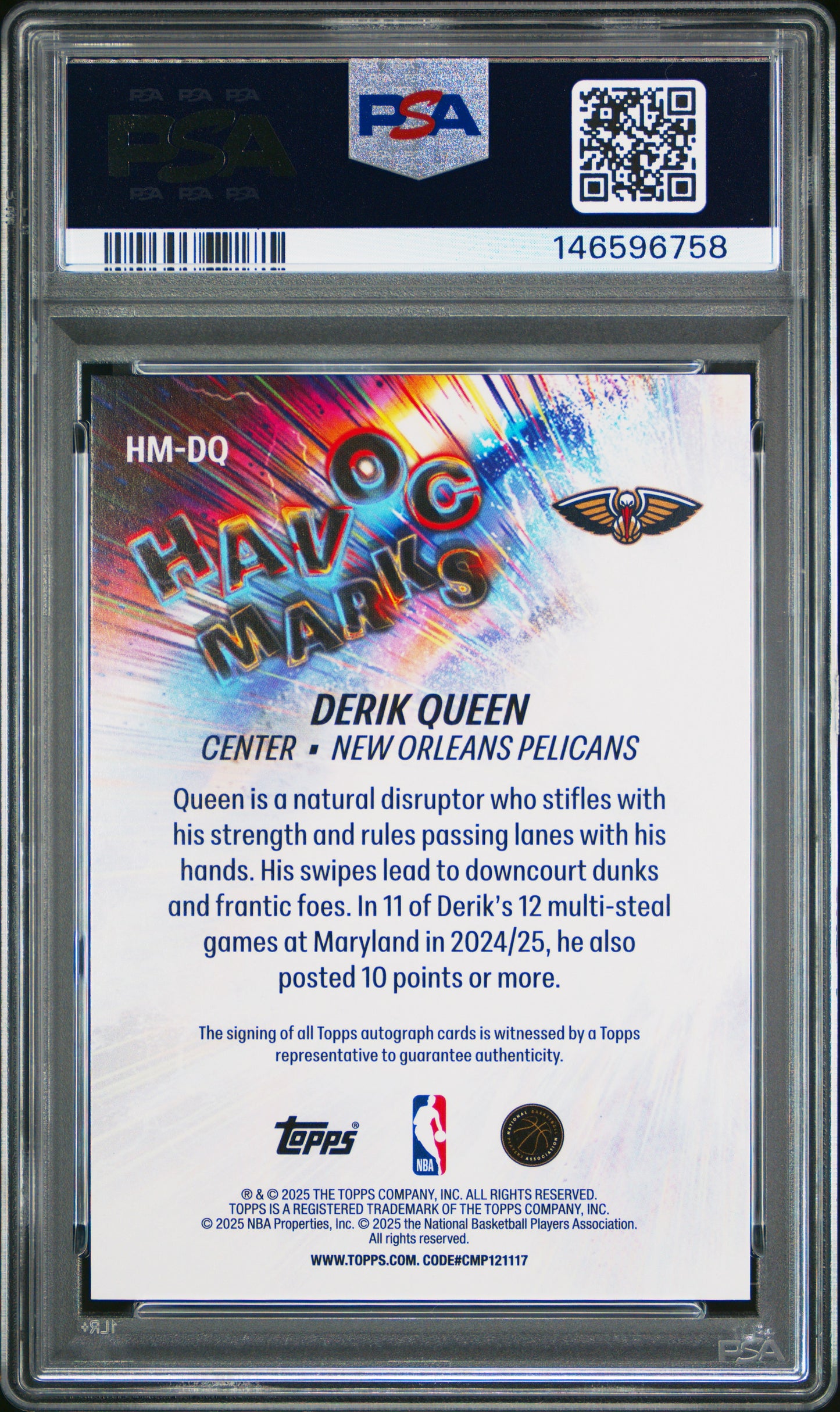 2025 Topps Havoc Marks Derik Queen #HM-DQ PSA 9