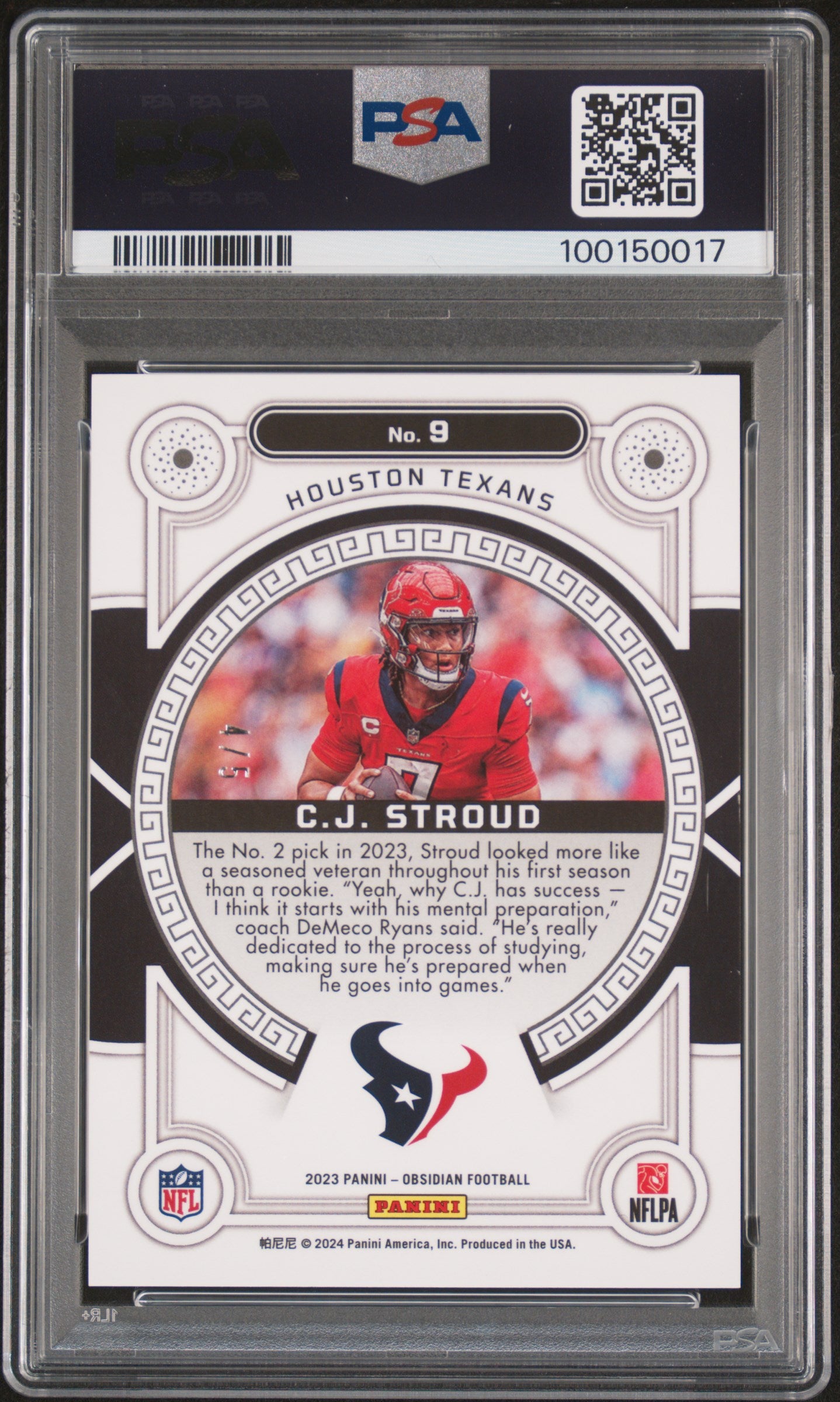 2023 Panini Obsidian Orbital CJ Stroud #9 Ee Deep Sea Mojo PSA 9