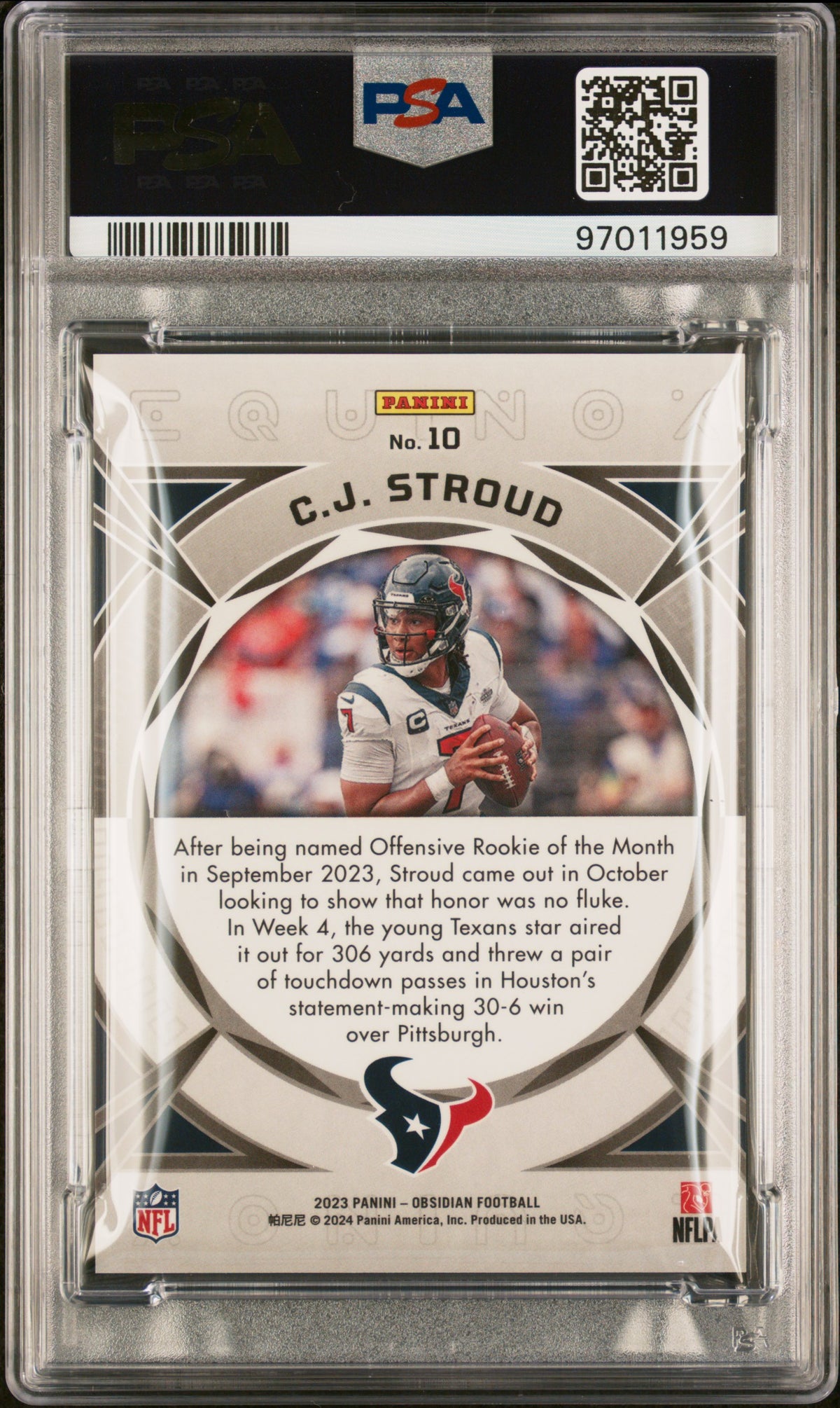 2023 Panini Obsidian Equinox CJ Stroud #10 Ee Asia Red Flood PSA 10