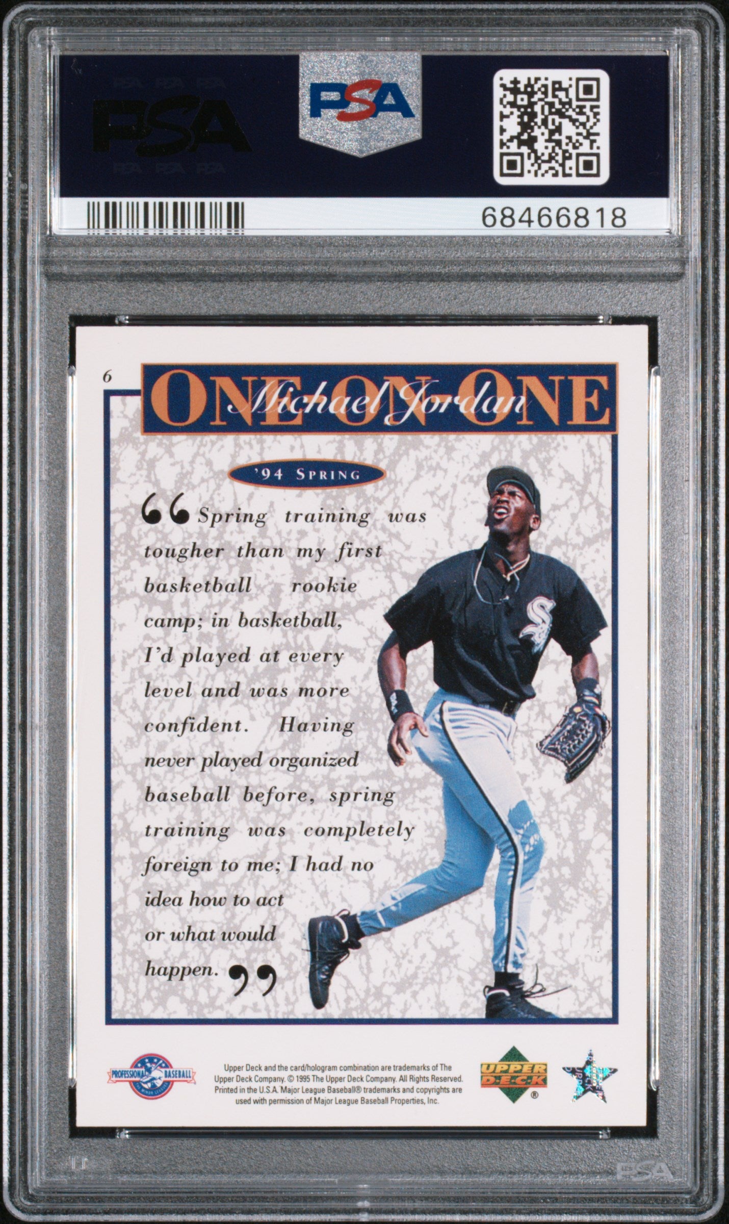 1995 Upper Deck Minor League M.J. One On One '94 Spring Training #6 PSA 9