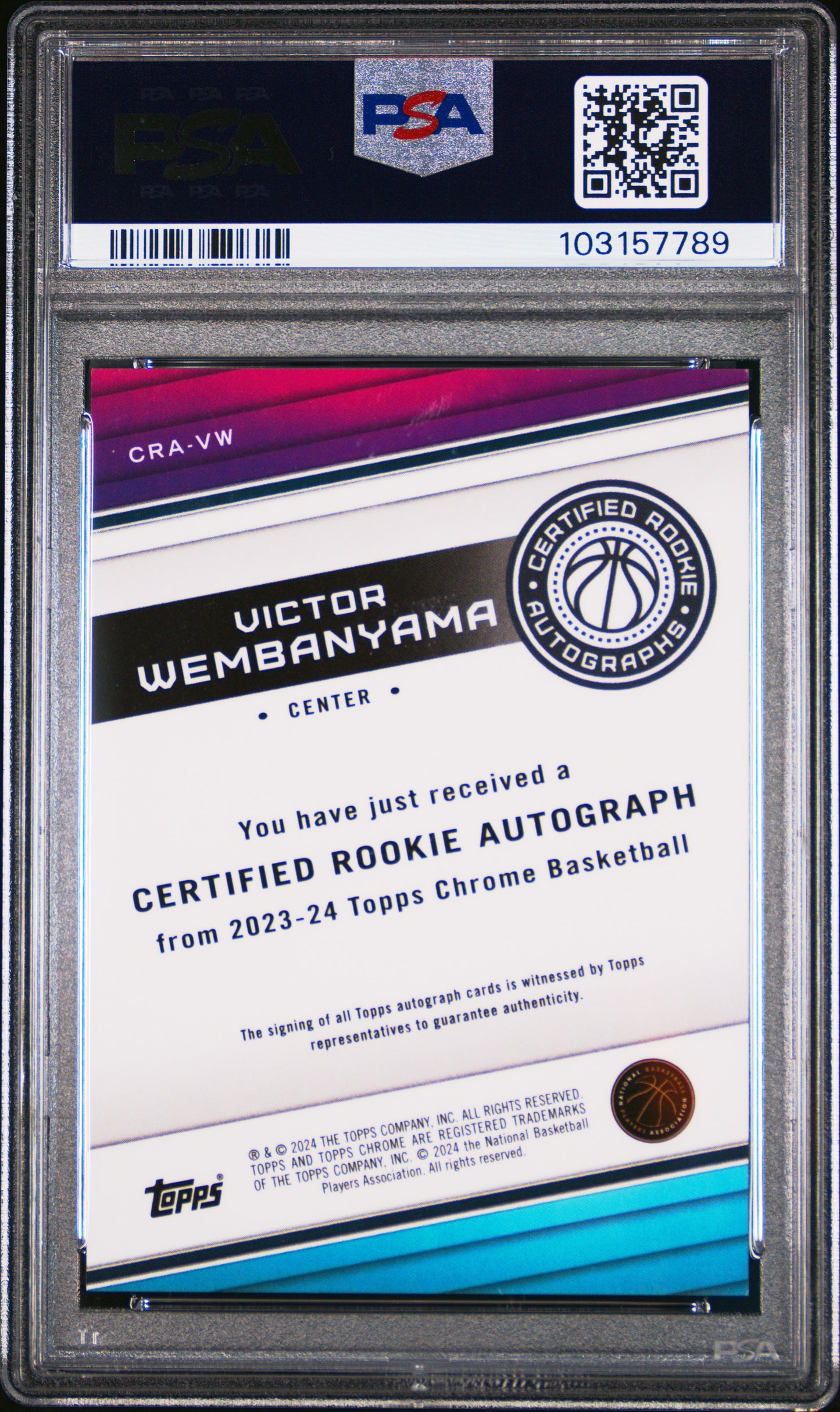 2023 Topps Chrome Certified Rookie Autographs Victor Wembanyama #CRAVW PSA 10