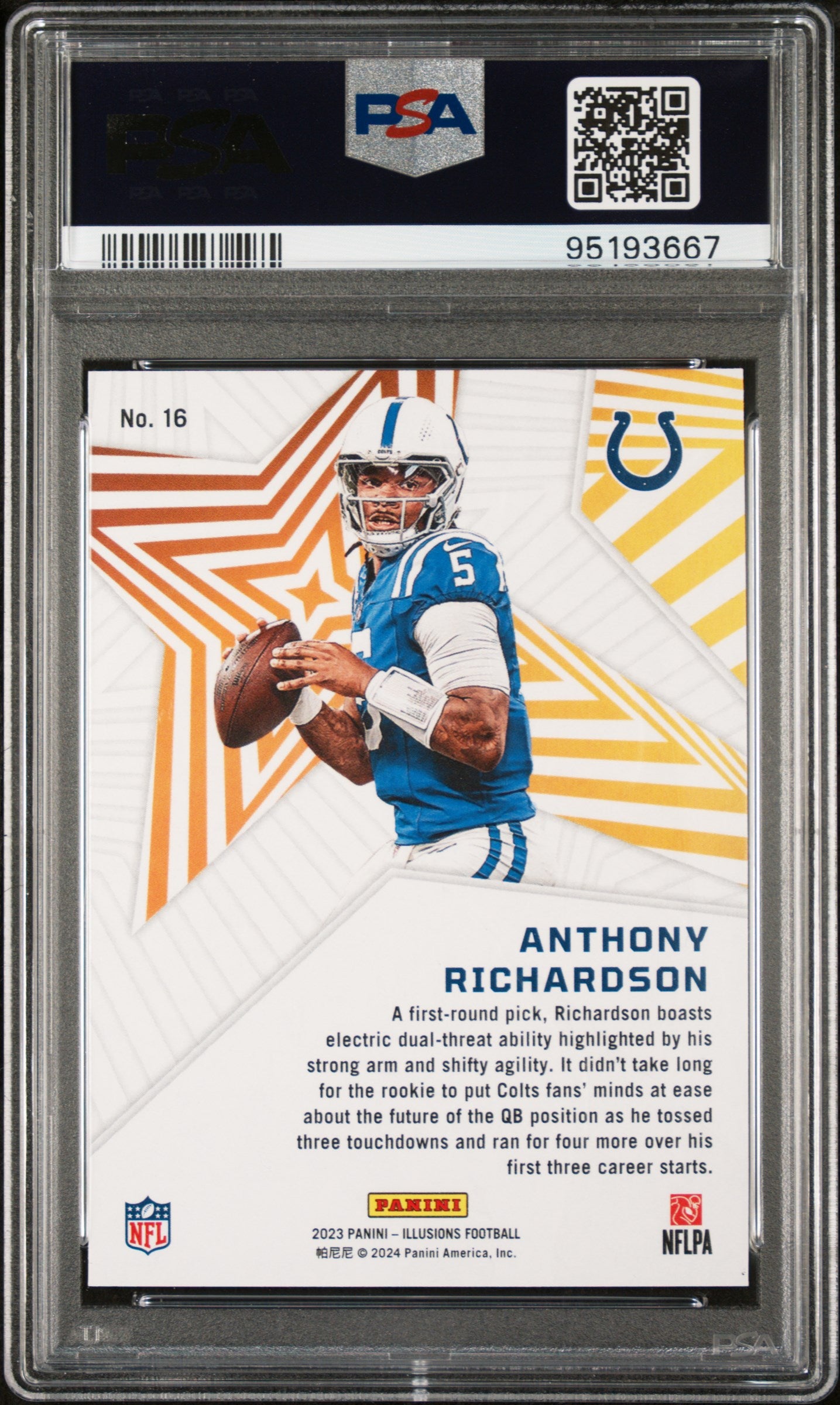 2023 Panini Illusions Shining Stars Anthony Richardson #16 PSA 9