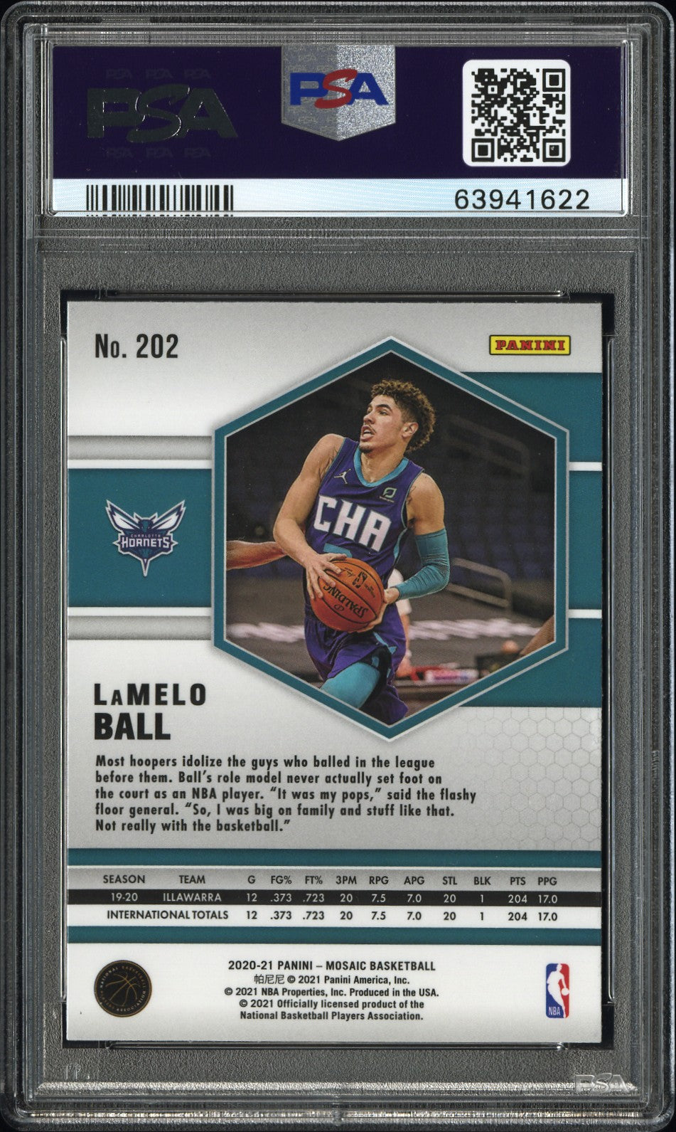 2020 Panini Mosaic Lamelo Ball #202 PSA 9