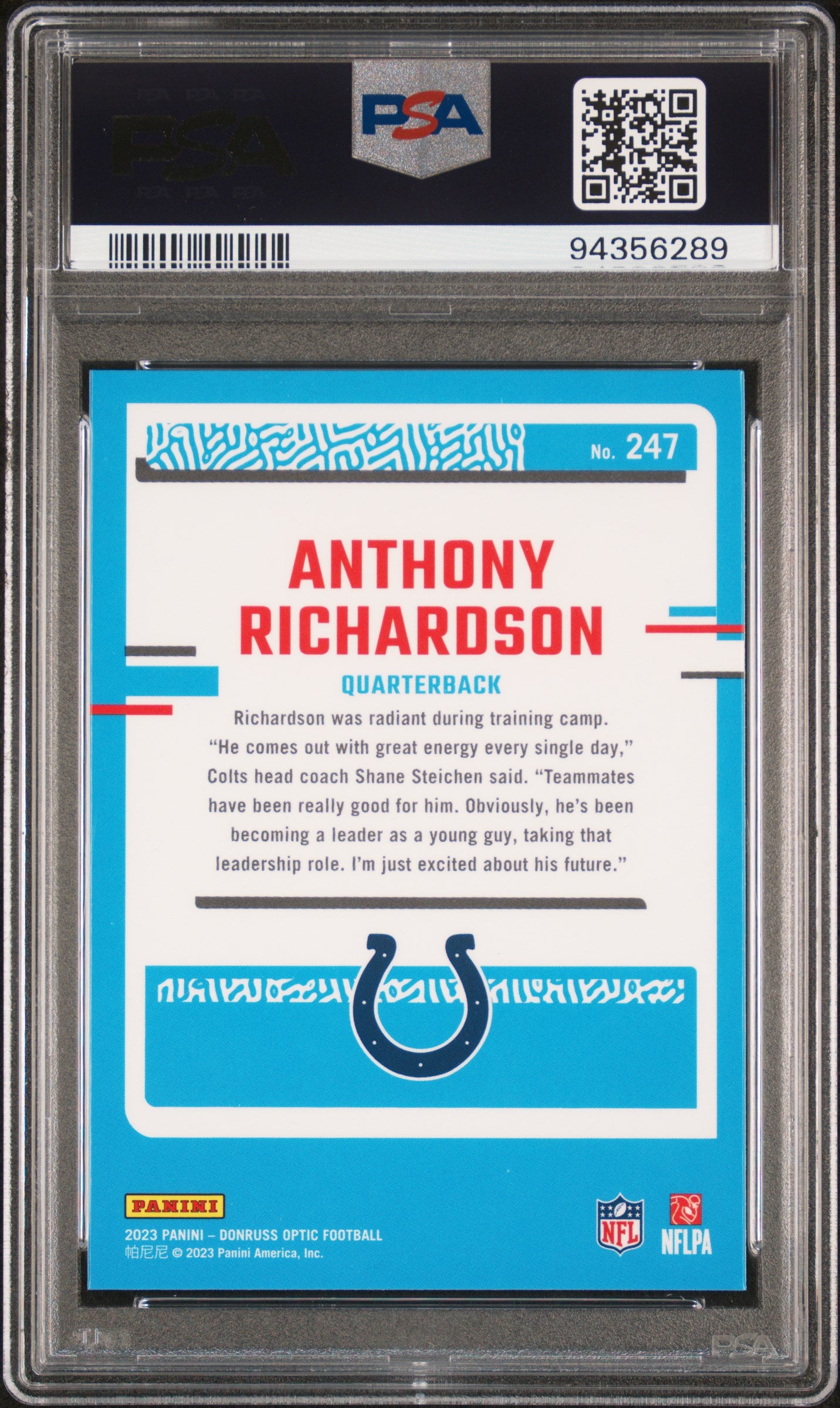 2023 Panini Donruss Optic Anthony Richardson #247 PSA 9