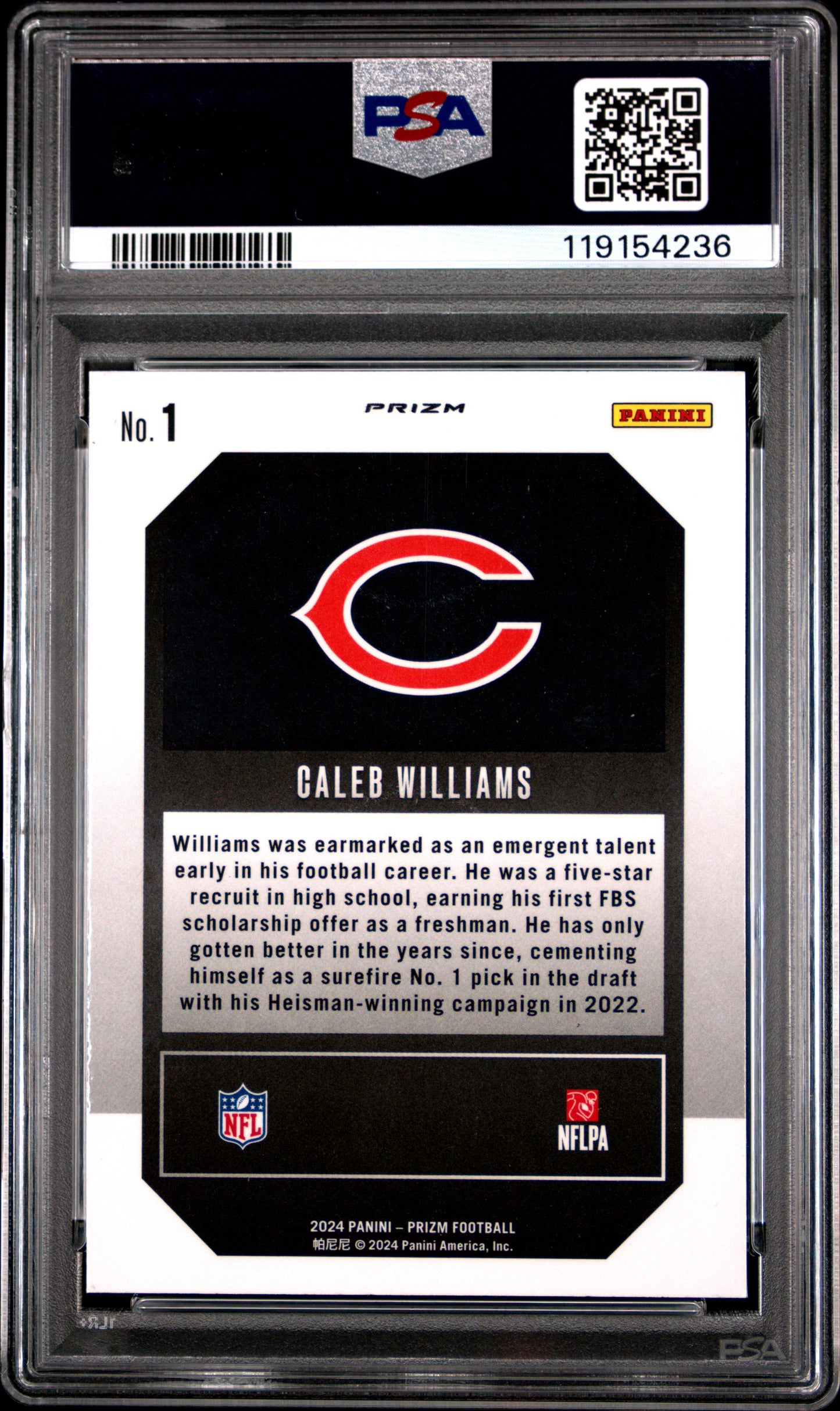 2024 Panini Prizm Emergent Caleb Williams #1 Green Ice PSA 9