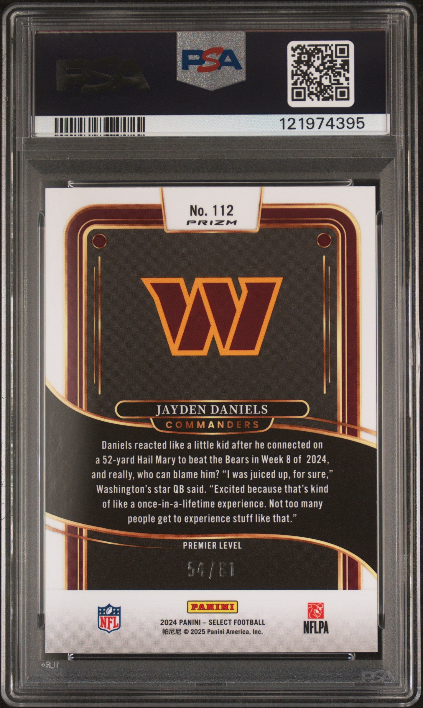 2024 Panini Select Jayden Daniels #112 Dragon Scale /81 Prizm PSA 9