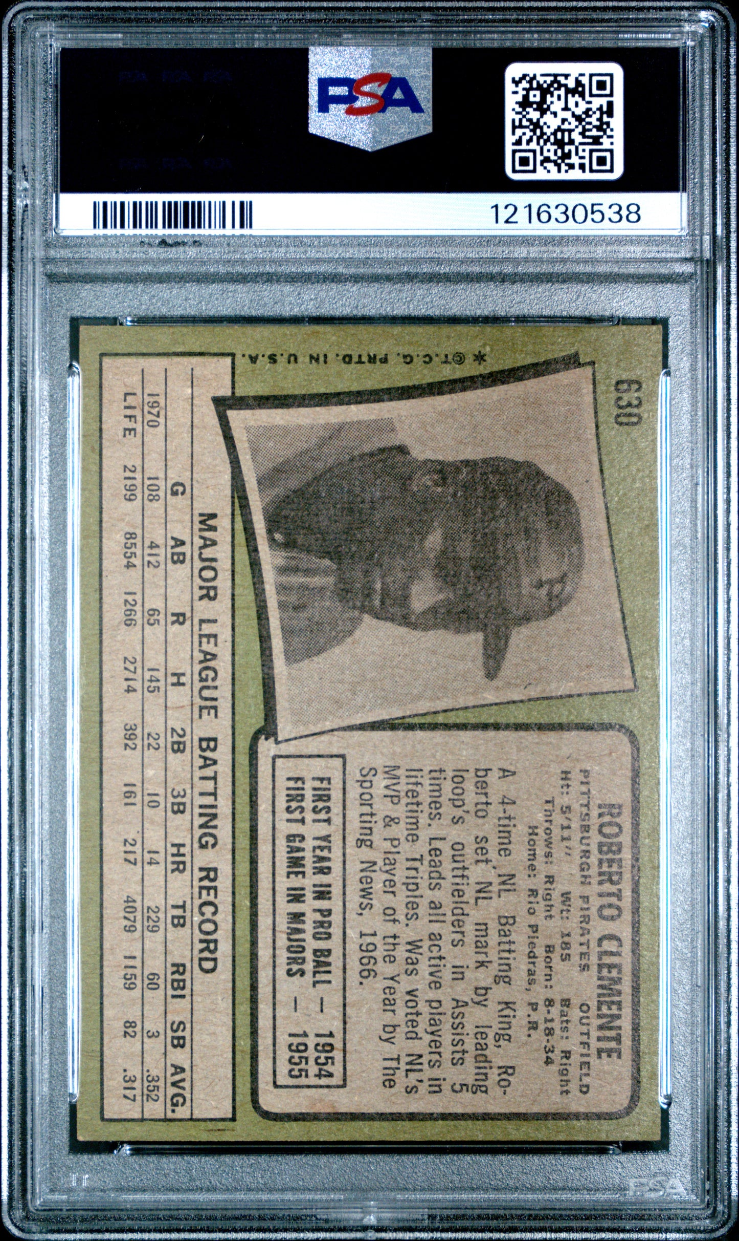 1971 Topps Roberto Clemente #630 PSA 4