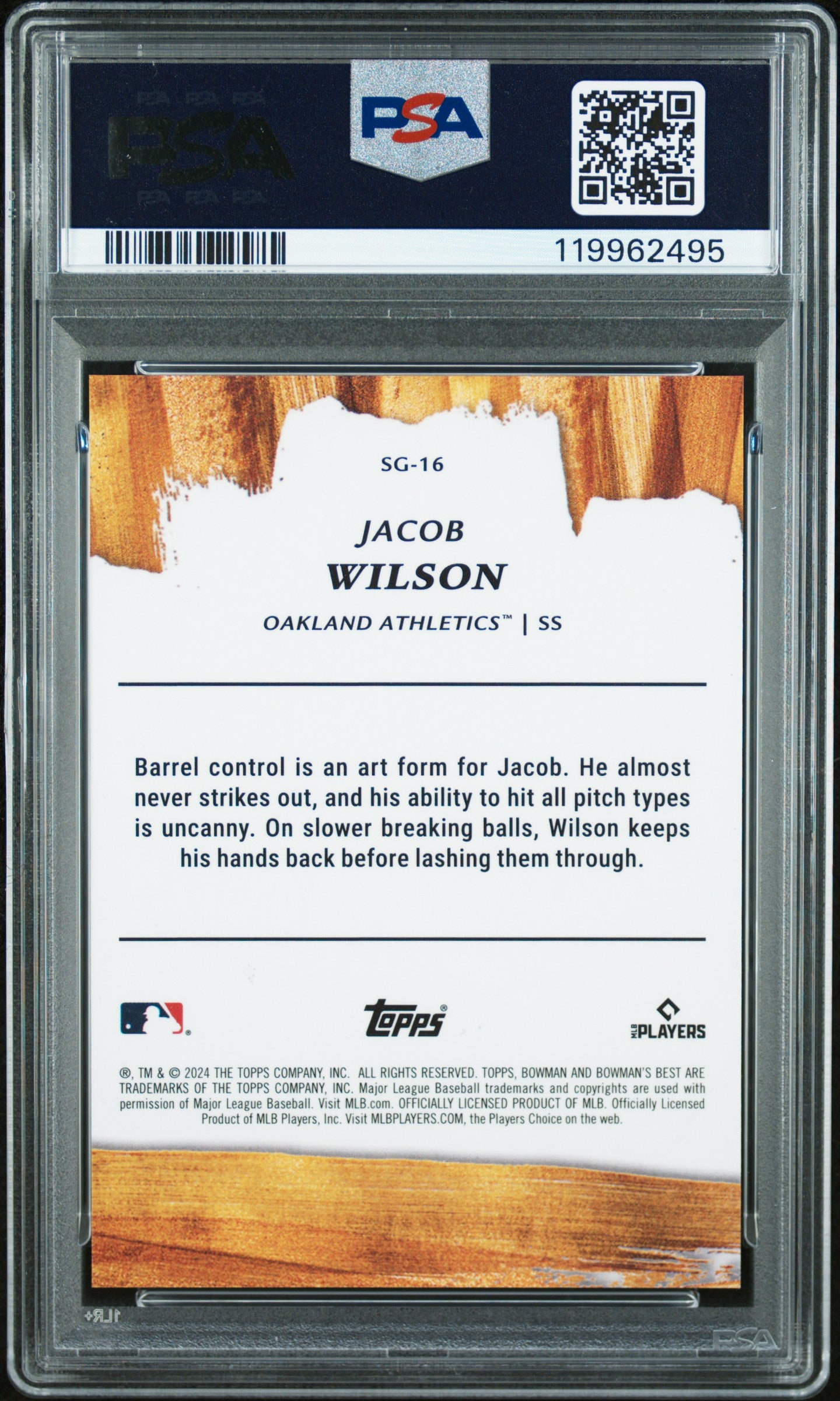 2024 Bowman's Best Strokes Of Gold Jacob Wilson #SG16 PSA 10