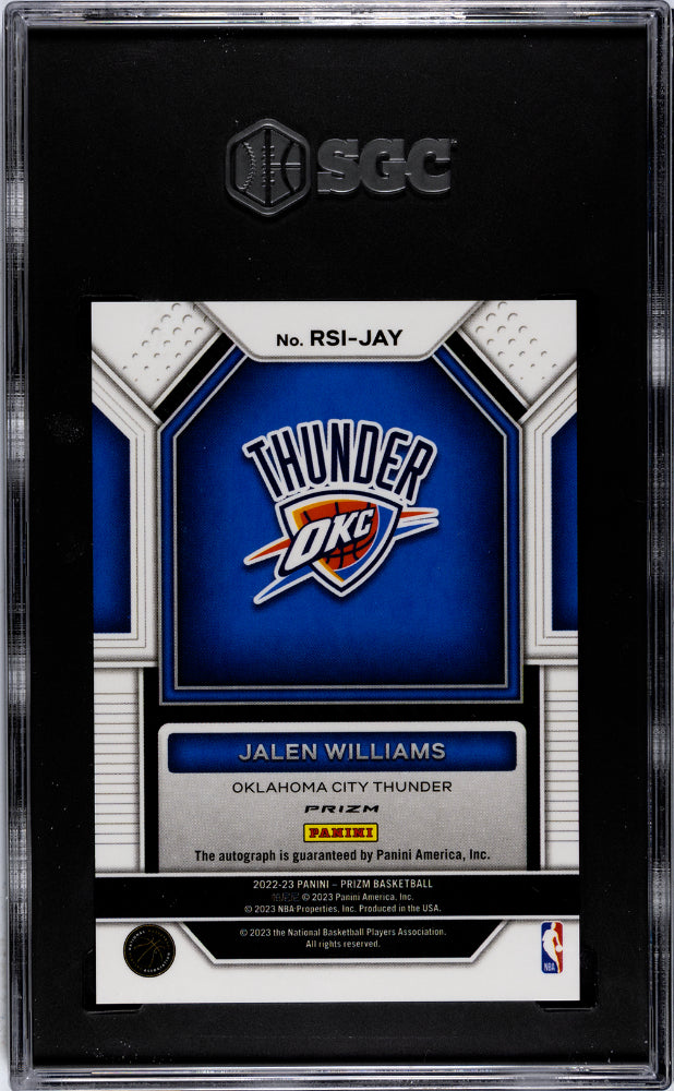 2022 Panini Prizm Jalen Williams #RSI-JAY Rookie Sigs. Choice SGC 9.5