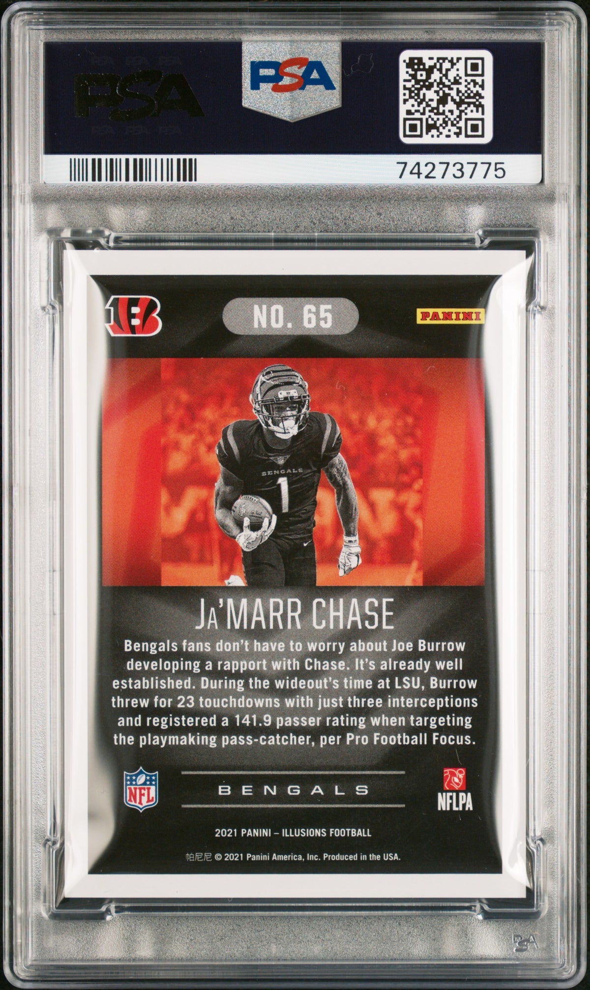 2021 Panini Illusions Ja'marr Chase #65 T C Light Blue 140/149 PSA 9