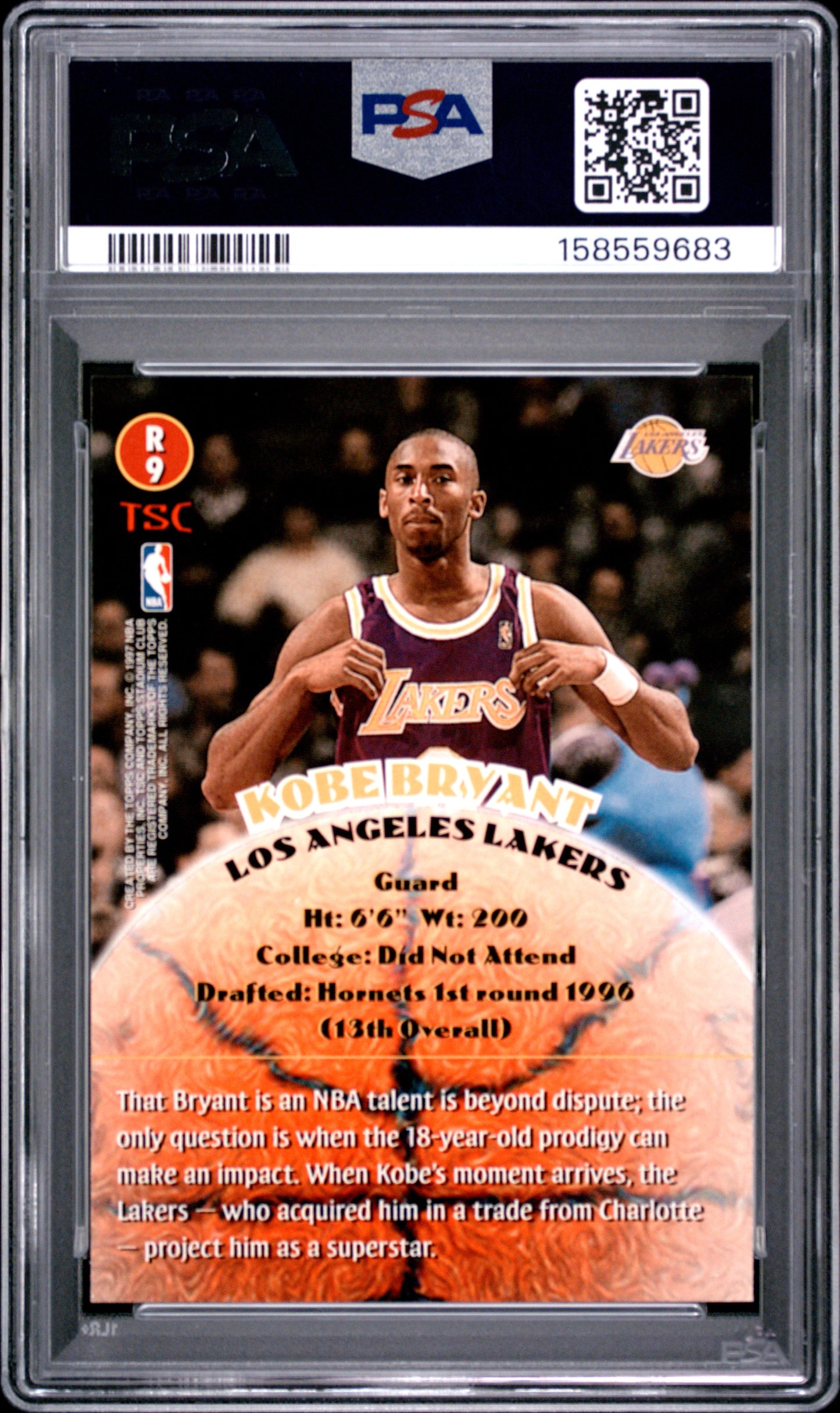 1996 Stadium Club Rookies 2 Kobe Bryant #R9 PSA 7