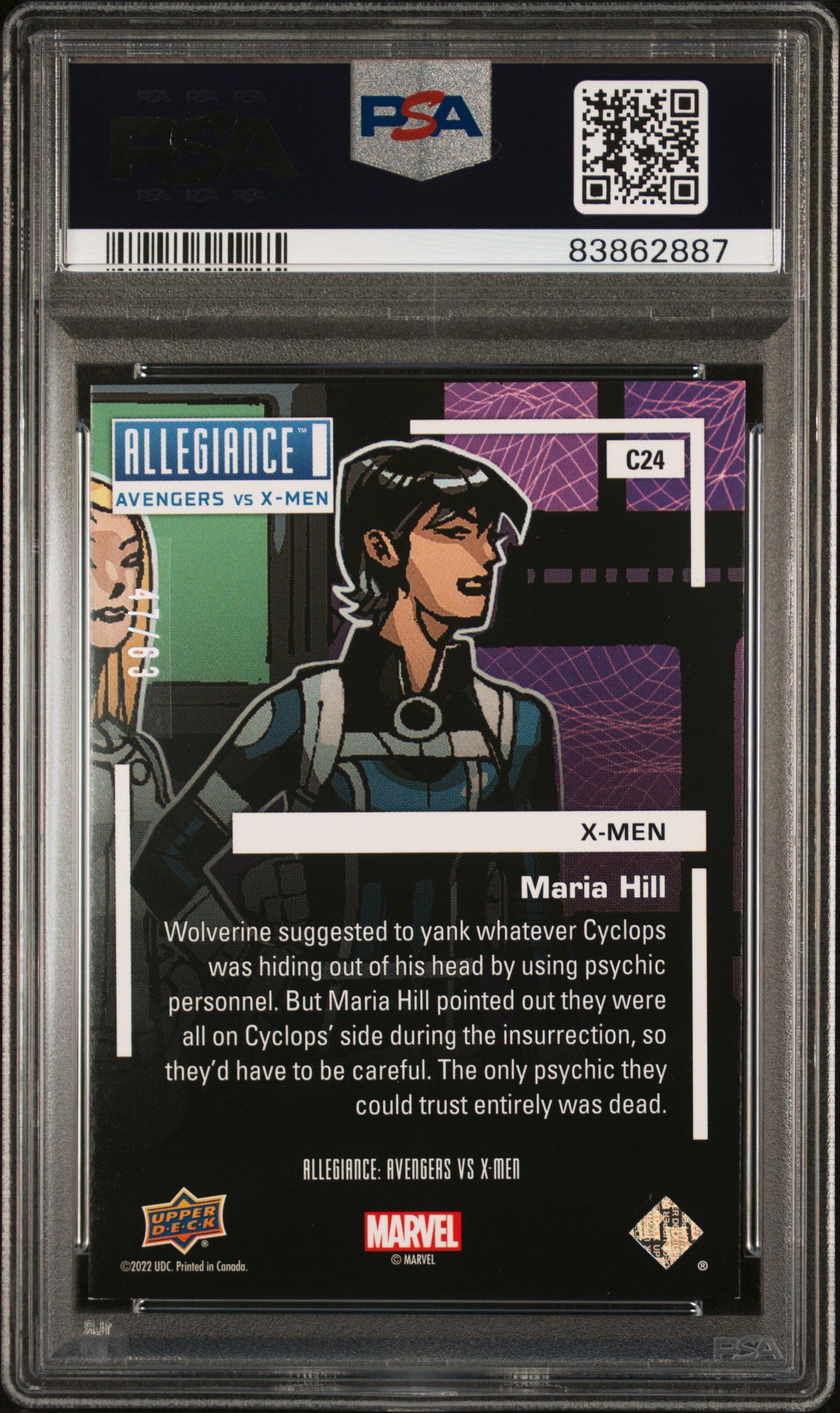 2023 Upper Deck Allegiance Avengers VS X-Men Maria Hill #C24 PSA 9