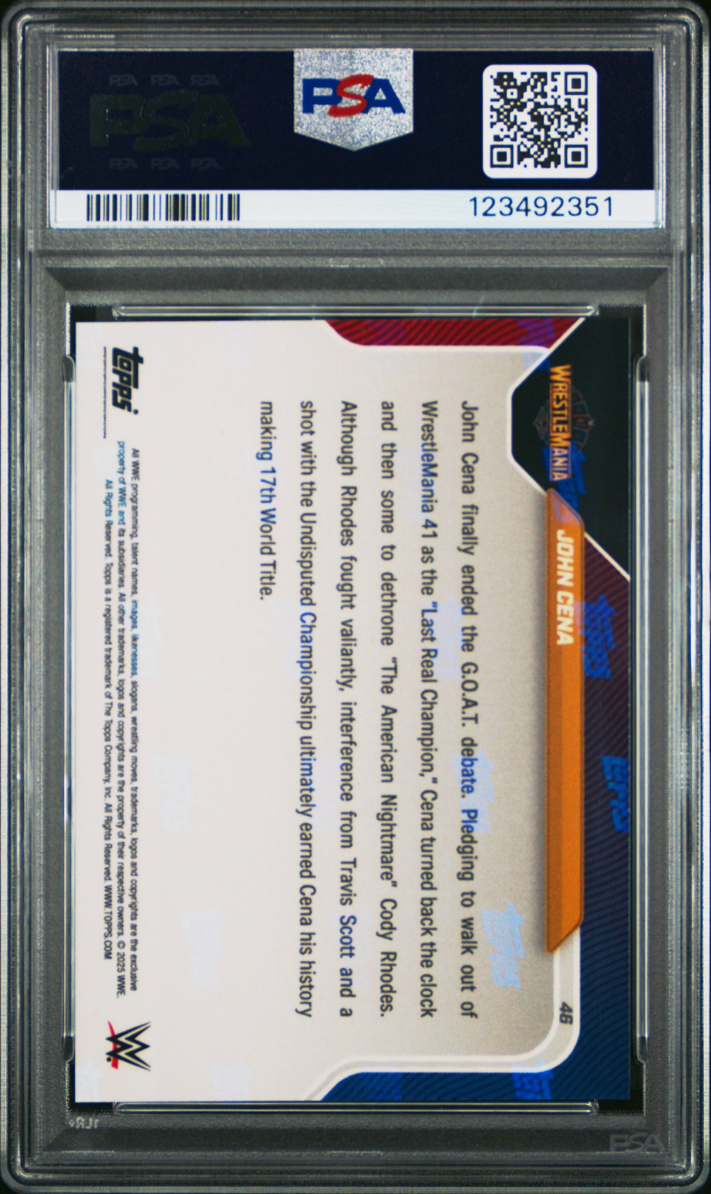 2025 Topps Now WWE John Cena #46 PSA 10