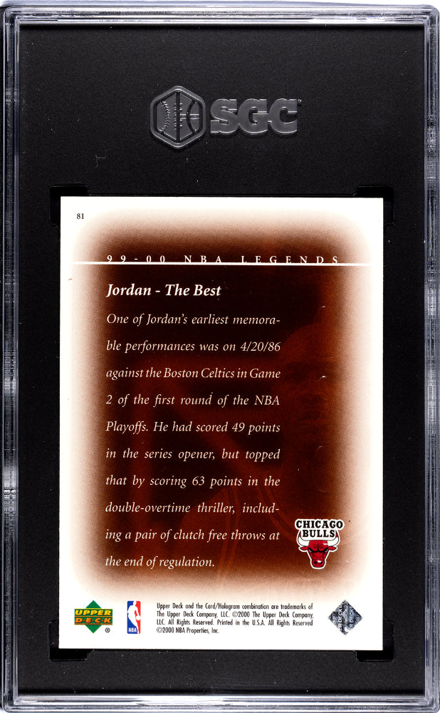 1999 Upper Deck NBA Legends Michael Jordan #81 SGC 10