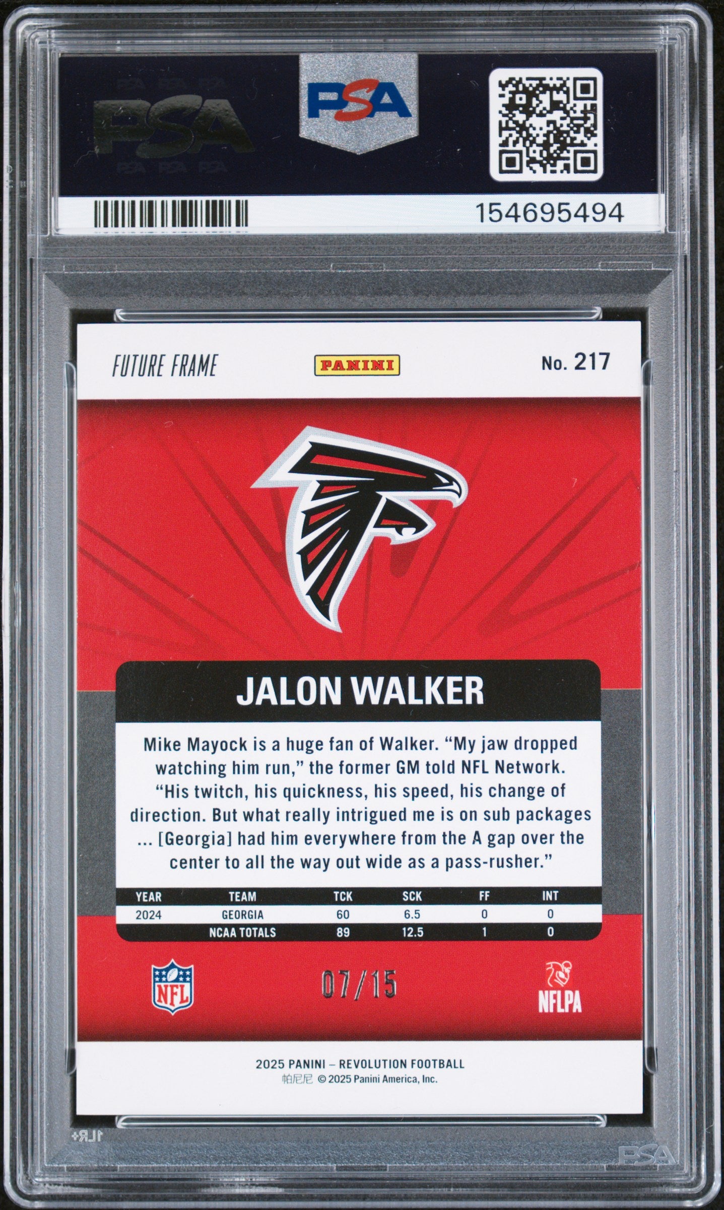 2025 Panini Revolution Jalon Walker #217 Future Frame PSA 9