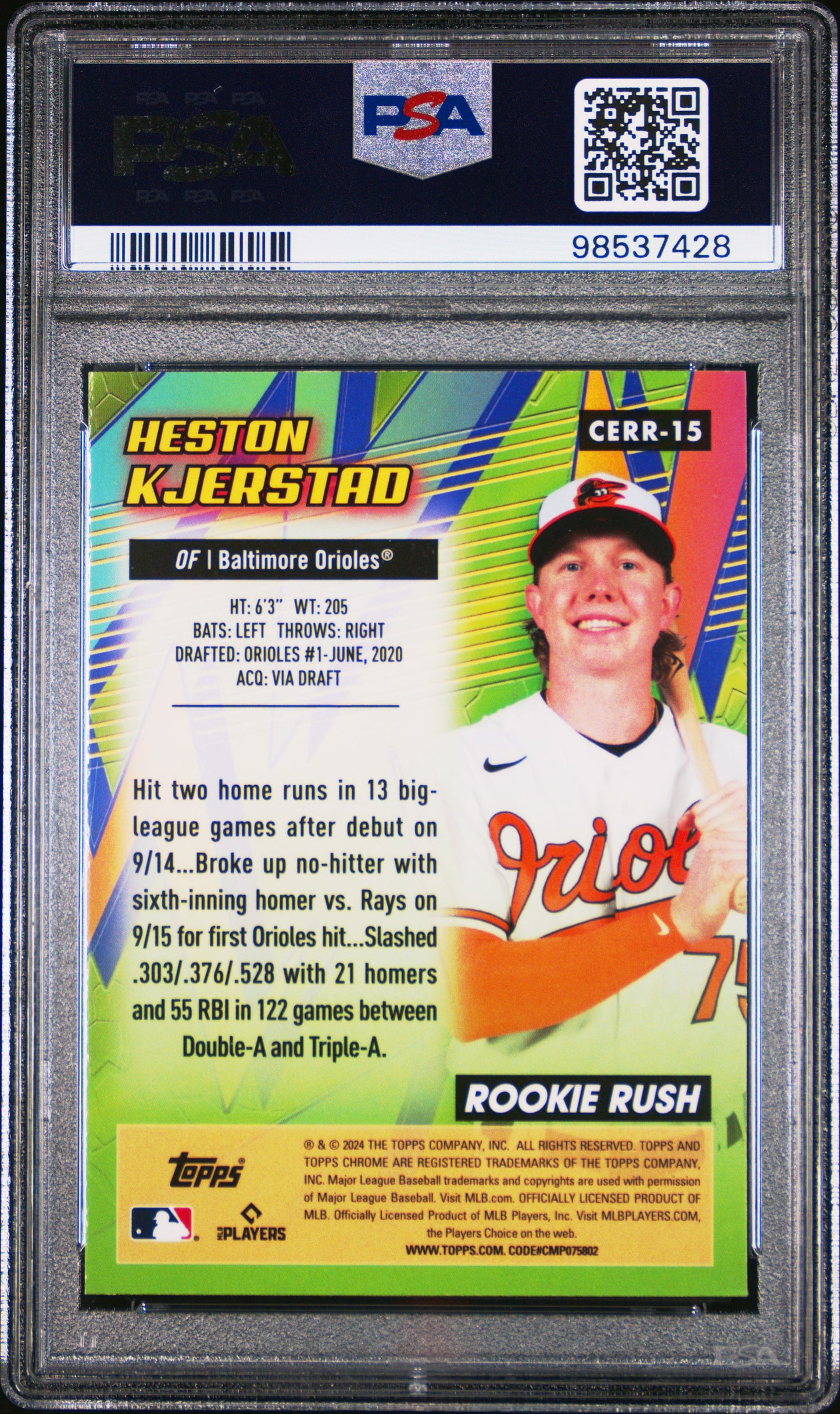 2024 Topps Chrome Chrome All Etch Rookie Rush Heston Kjerstad #15 PSA 8
