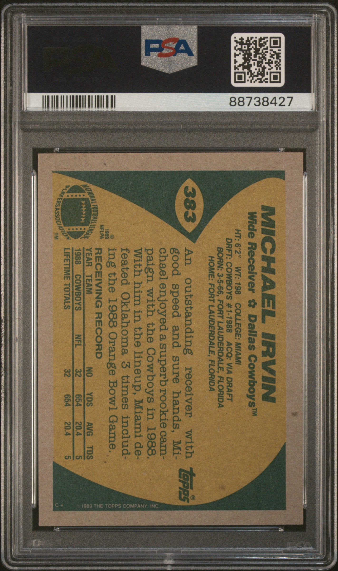 1989 Topps Michael Irvin #383 PSA 9