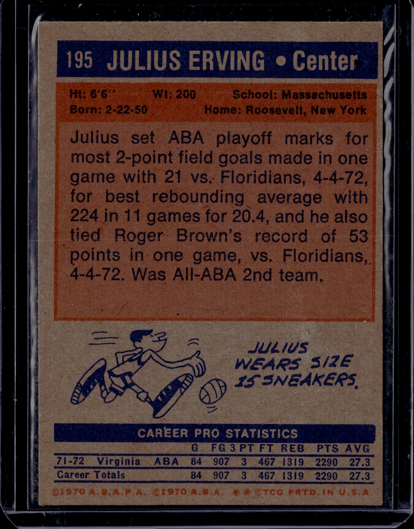 1972 Topps Julius Erving #195