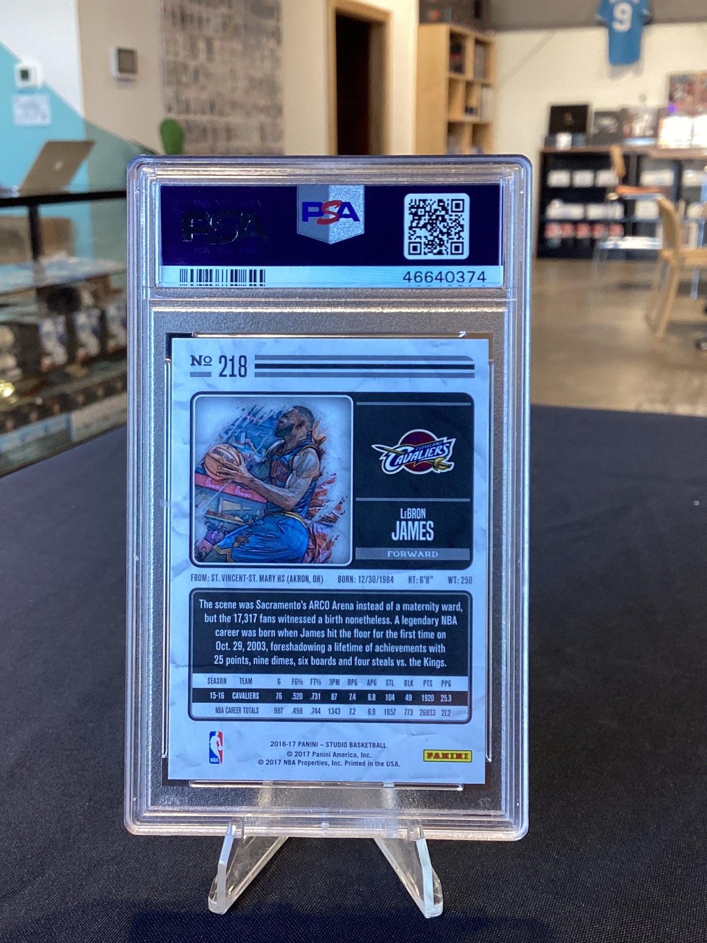 2016 Panini Studio LeBron James #218 PSA 10