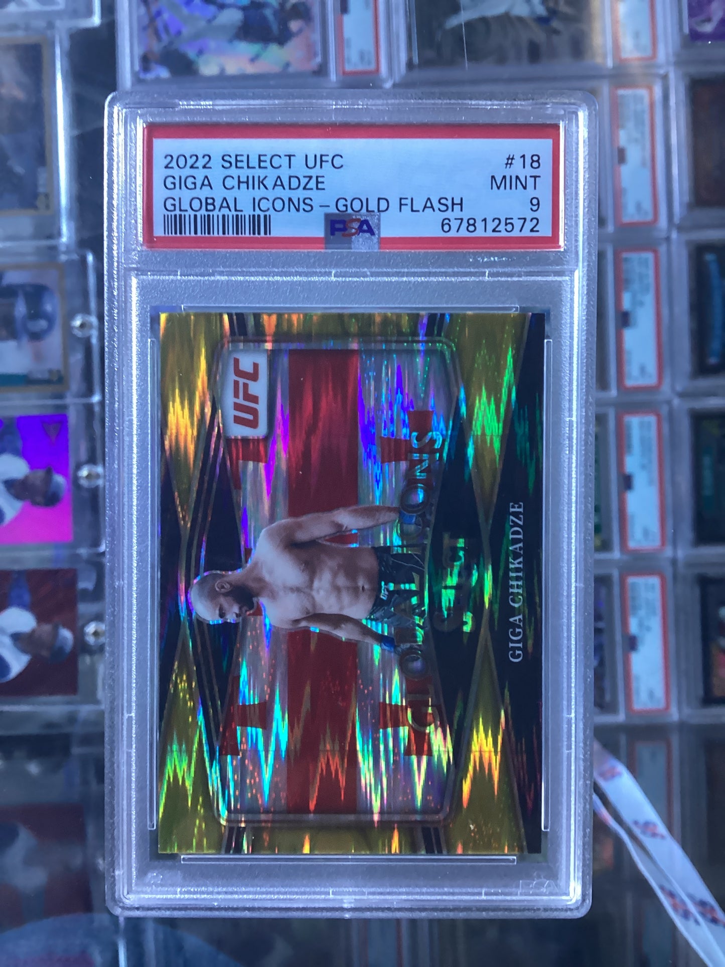 2022 Panini Select UFC Global Icons Giga Chikadze #18 Gold PSA 9