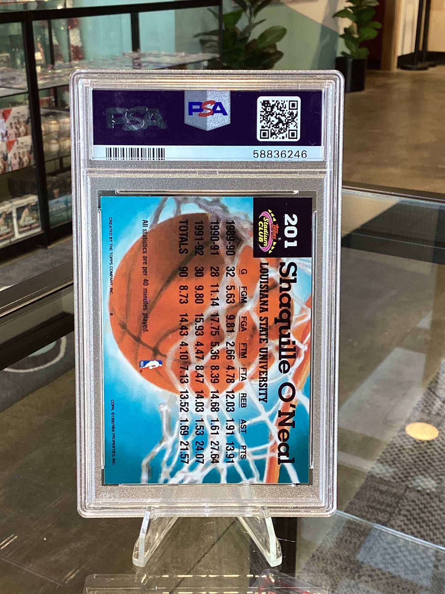 1992 Stadium Club Shaquille O'Neal #201 PSA 9