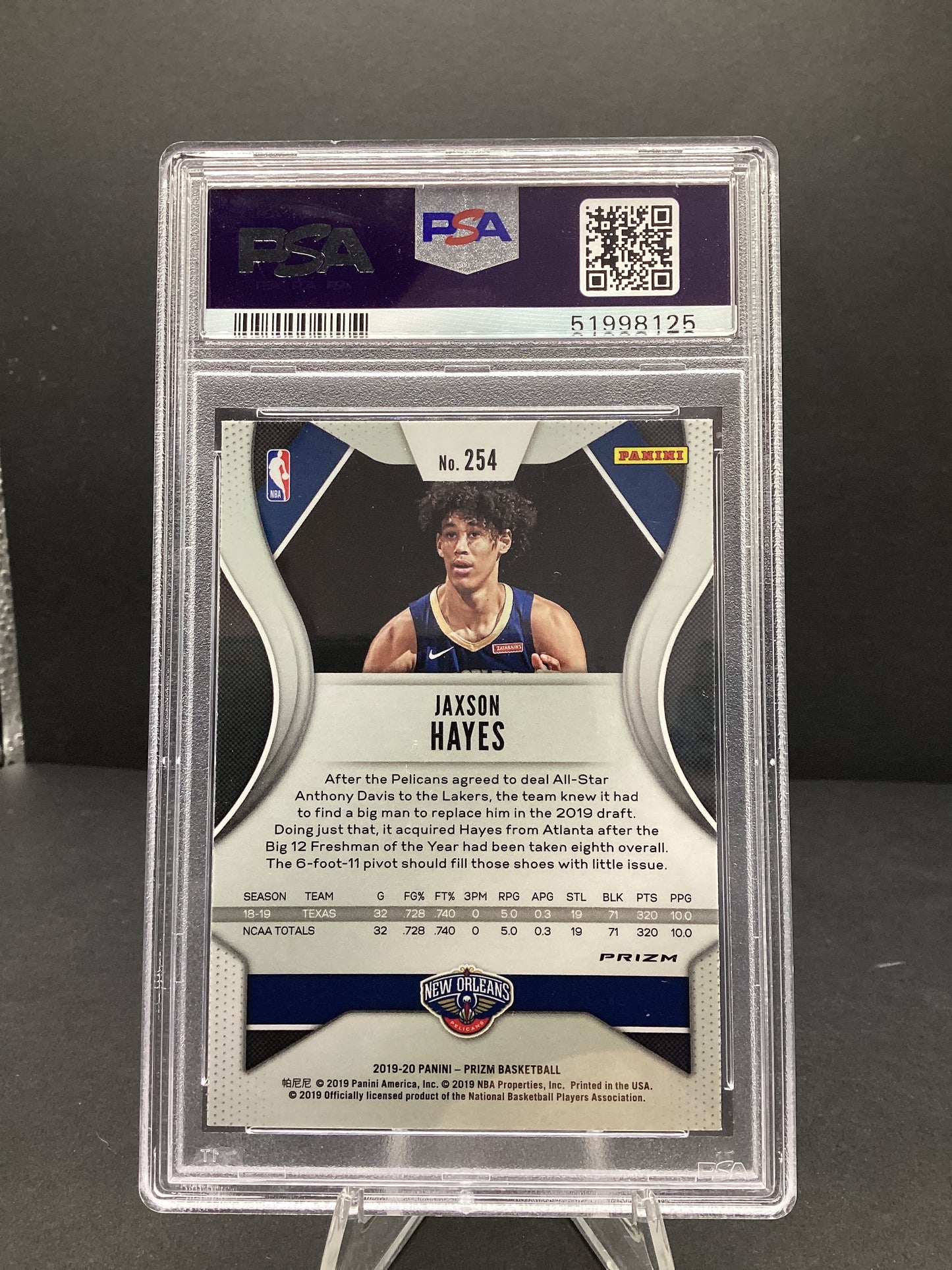 2019 Panini Prizm Jaxson Hayes #254 Silver PSA 10