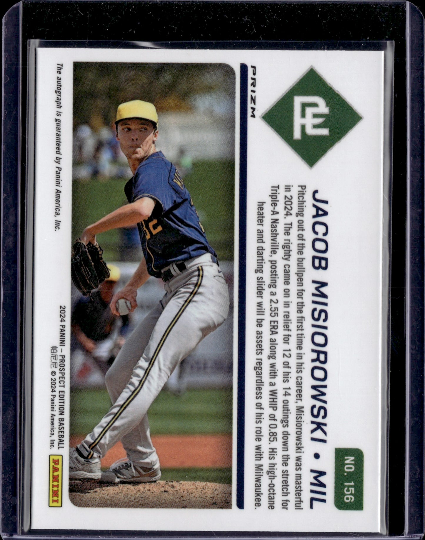 2024 Panini Prizm Prospect Edition Jacob Misiorowski #156 Autograph Silver