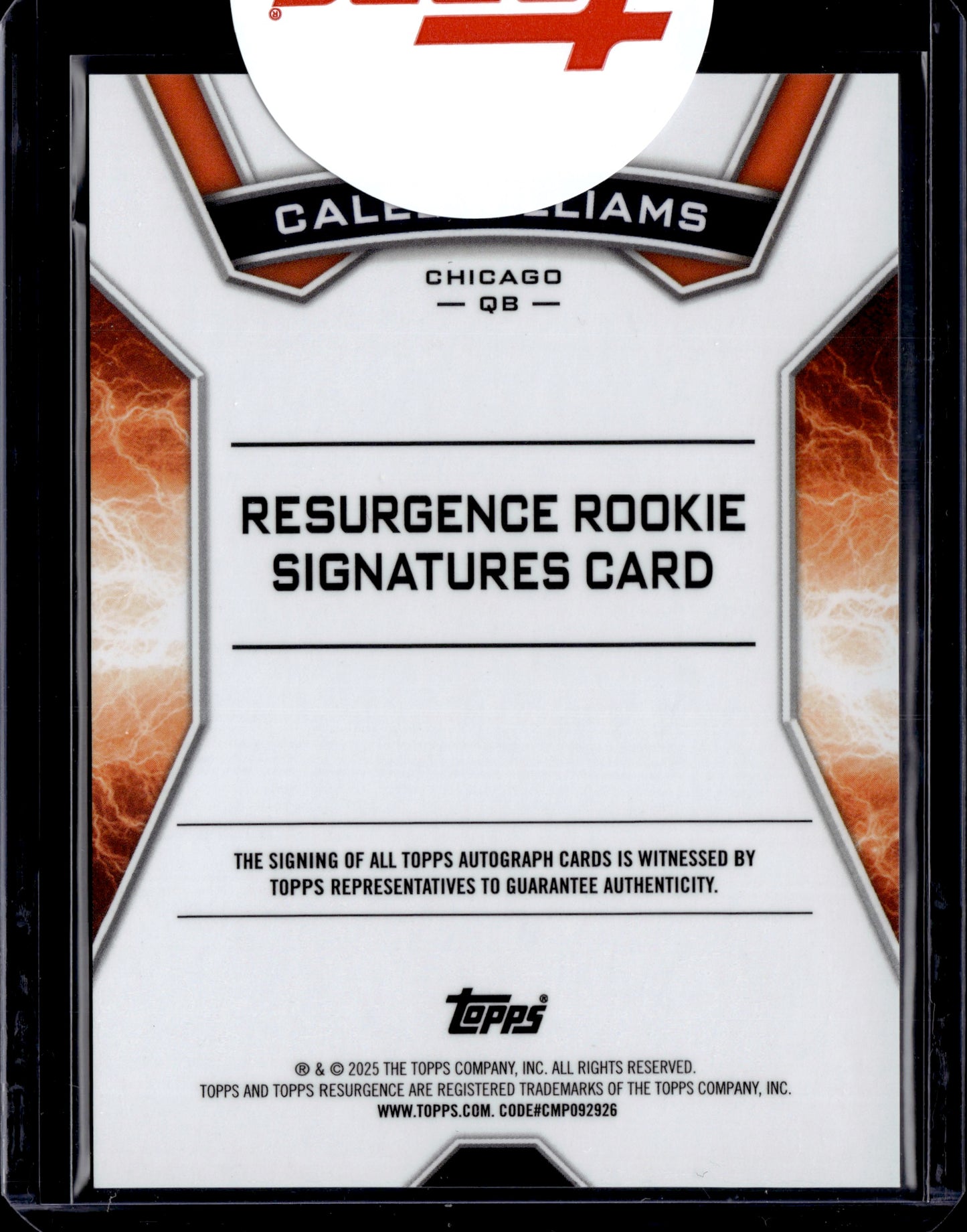 2025 Topps Resurgence Rookie Signatures Caleb Williams #RS-CAW Autograph RC